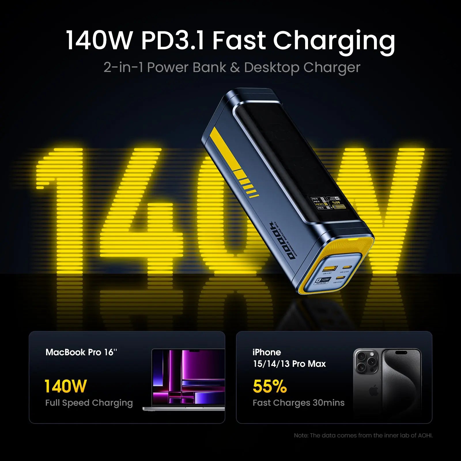 AOHI 40000mAh 140W PD3.1 モバイルバッテリー STARSHIP PD3.1: The Ultimate Power Bank with 40000mAh Capacity -