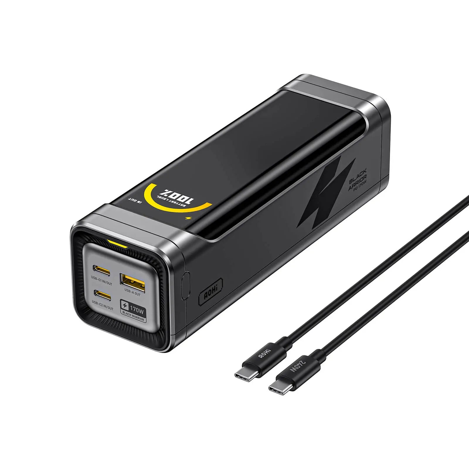AOHI The BLACK WARRIOR 25,200mAh 170W PD3.0 LED Display Power Bank with 240W C-C Cable AOHI