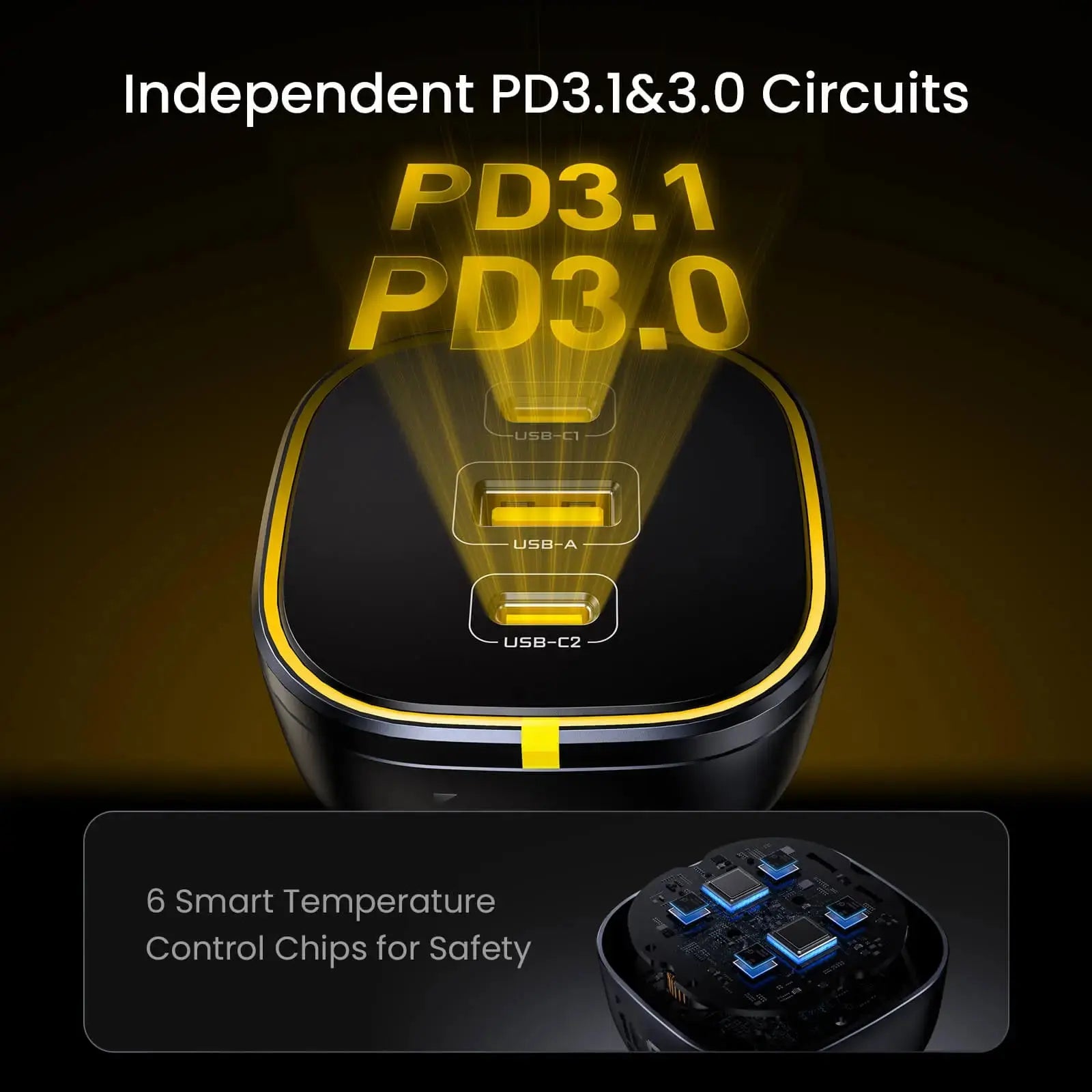 AOHI SUPERAUTO PD 165W Fast Car Charger with 140W USB C to USB C LED Cable 4FT AOHi