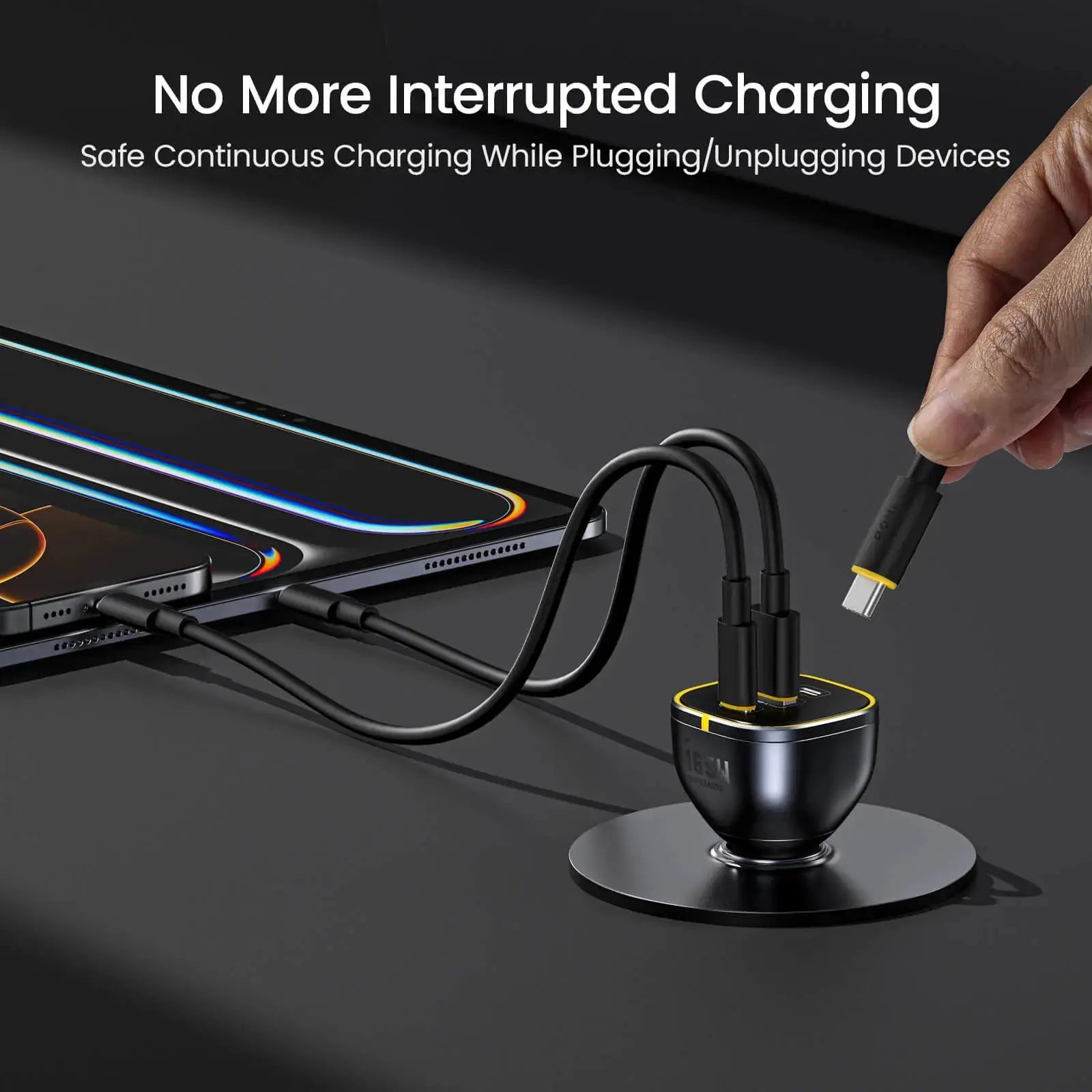 AOHI SUPERAUTO PD 165W Fast Car Charger with 140W USB C to USB C LED Cable 4FT AOHi