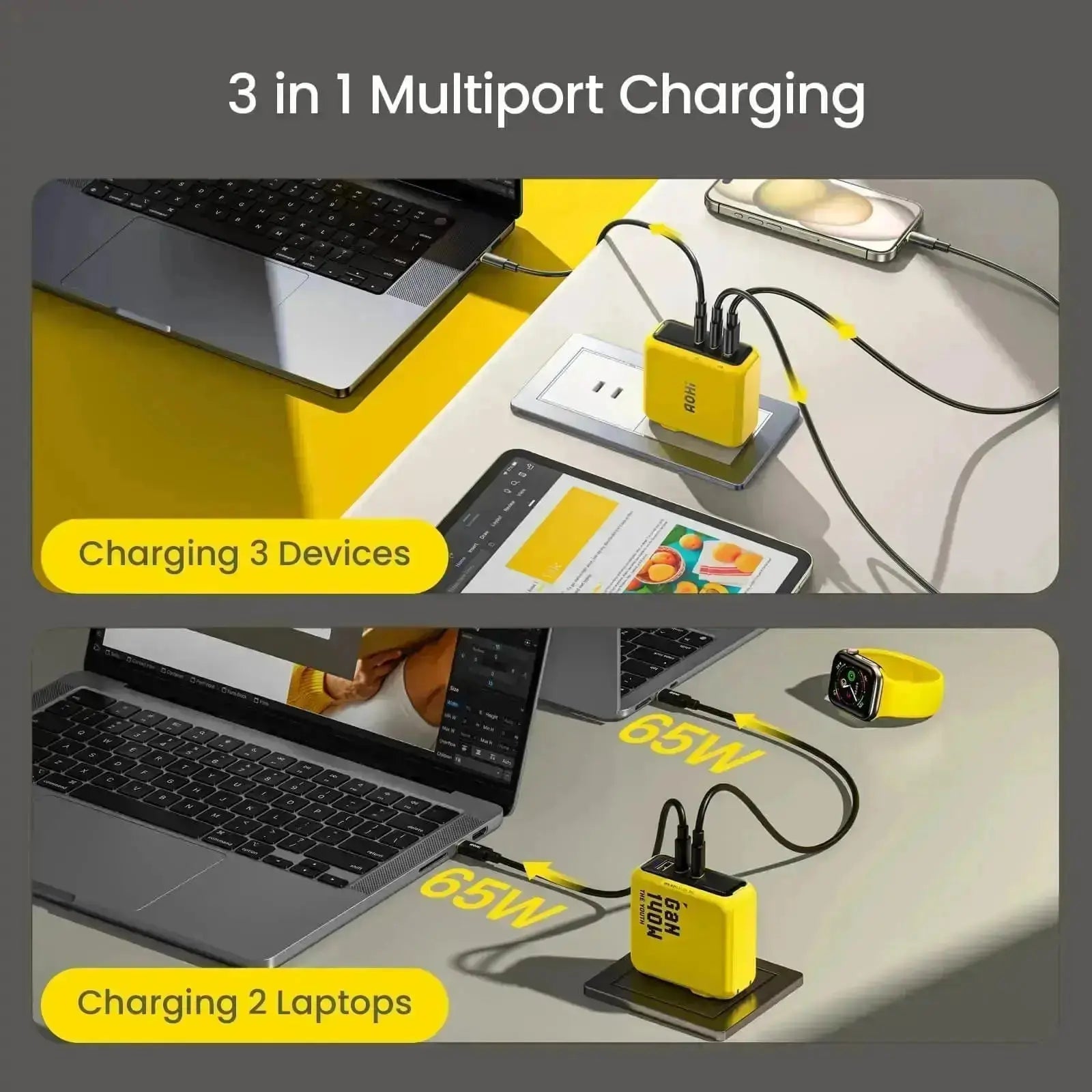 AOHI 140W PD3.1 GaN 3-Port Fast Charger (The Youth)