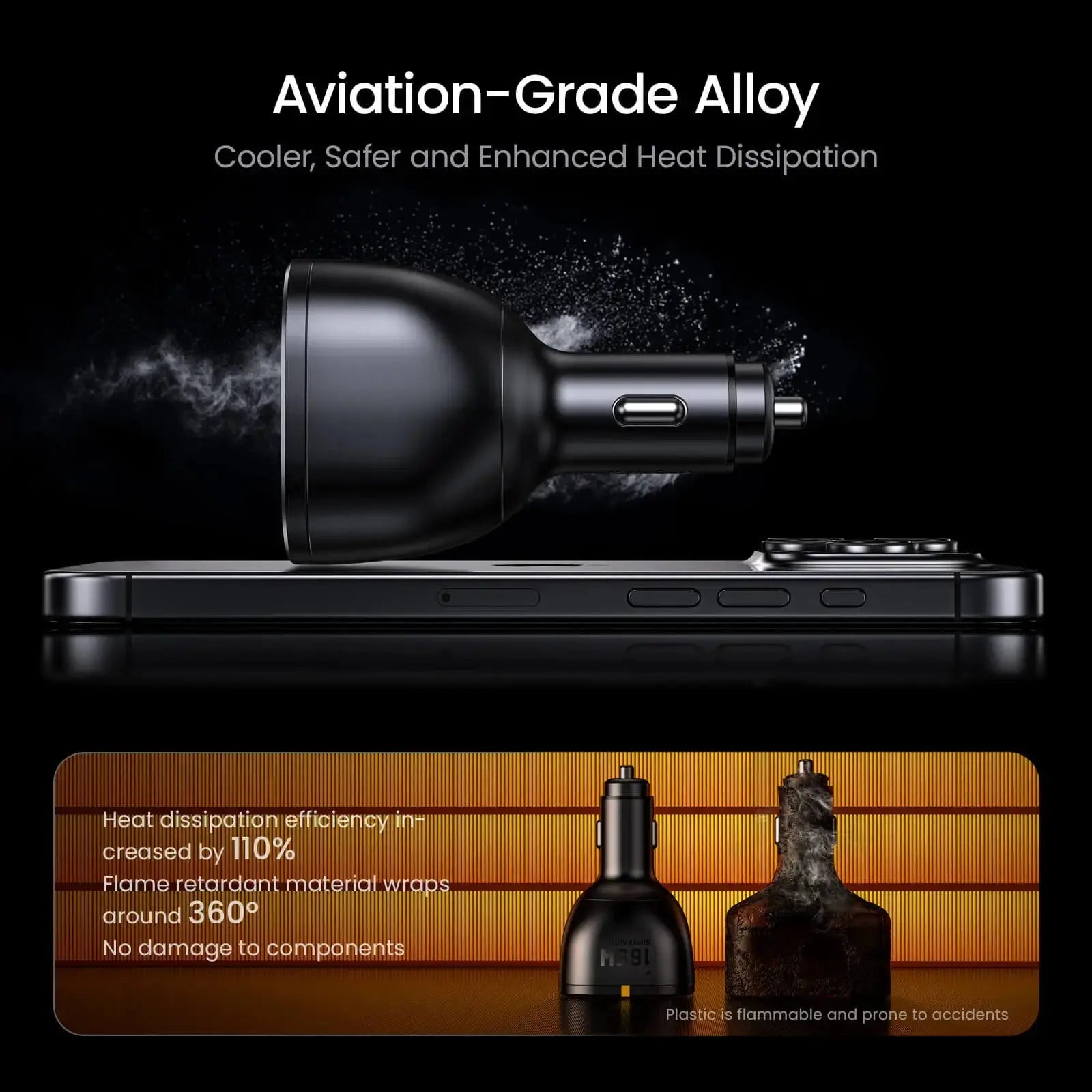AOHI SUPERAUTO PD 165W Fast Car Charger with 140W USB C to USB C LED Cable 4FT AOHi