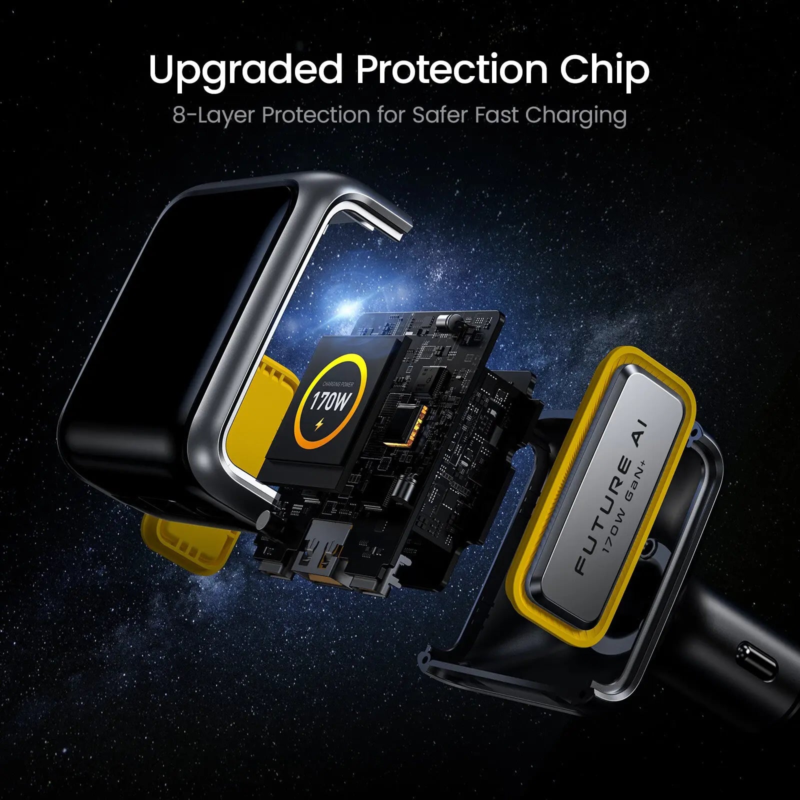 AOHI THE FUTURE AI PD GAN+ 170W 3-Port LED Display Fast Car Charger - AOHi