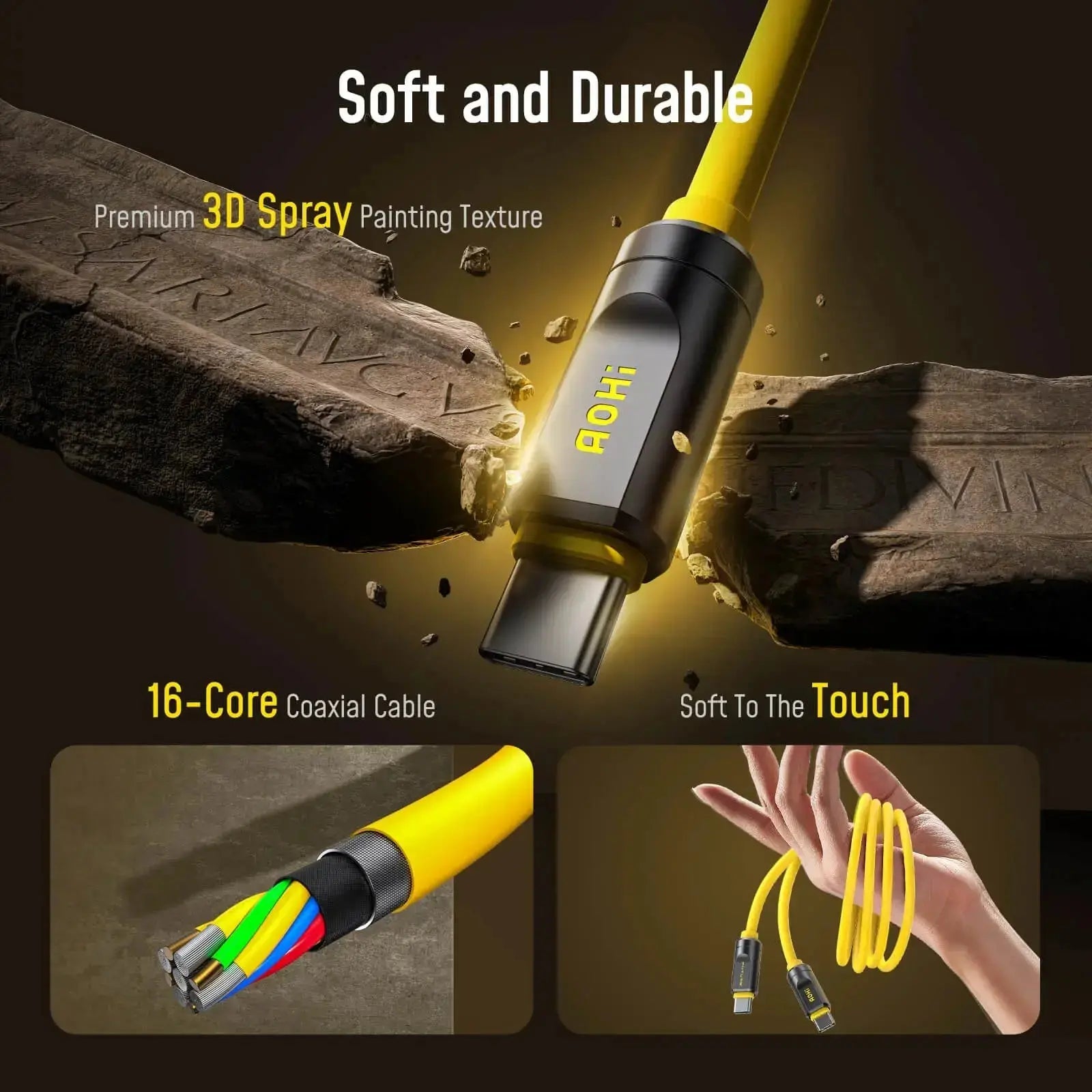 AOHI THE FUTURE Adonis USB4 2.0 240W USB-C to USB-C Cable 3.3FT (120Gbps/ 8K/ PD3.1/ Thunderbolt 5 Compatible) AOHi