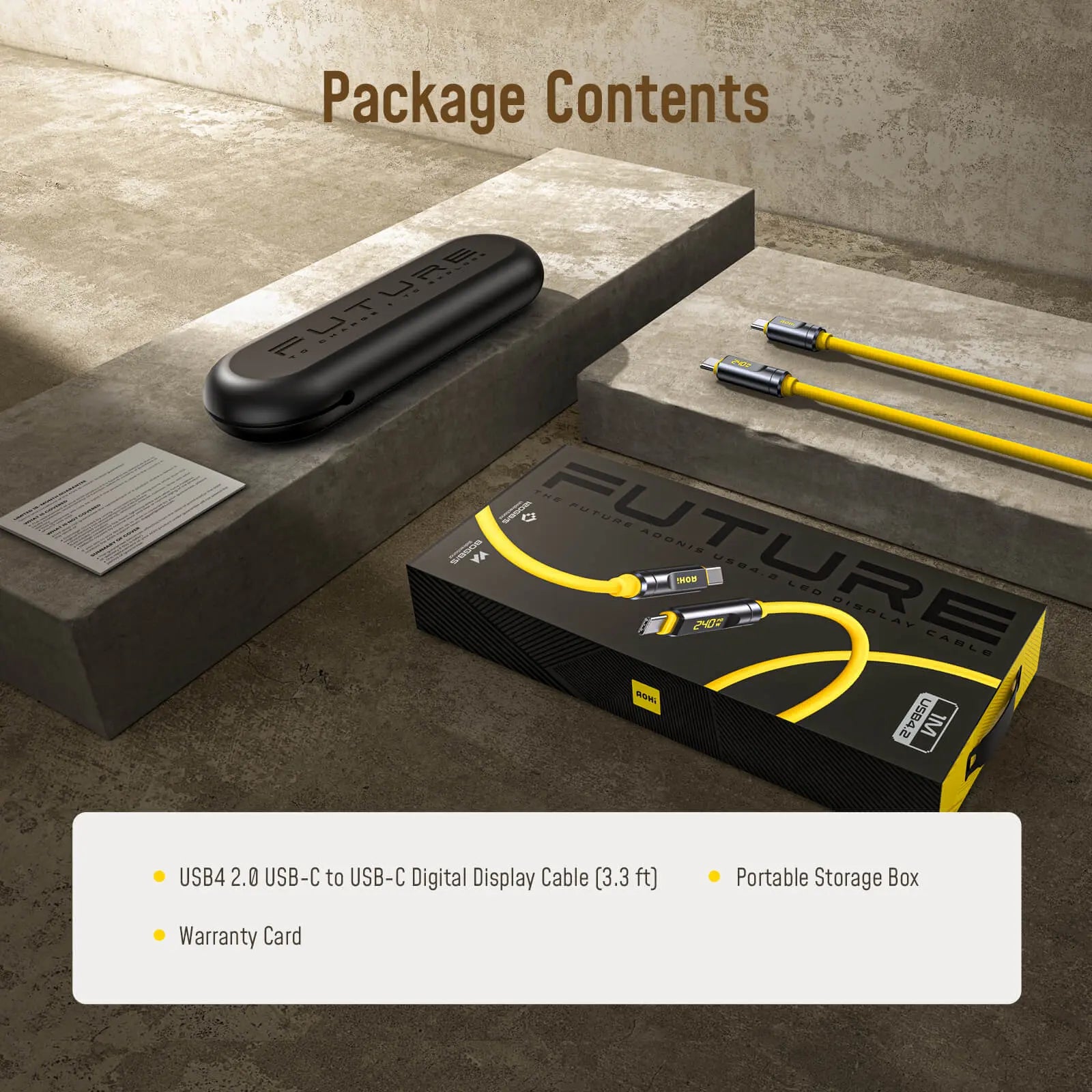 AOHI THE FUTURE Adonis USB4 2.0 240W LED Display USB-C to USB-C Cable 3.3ft (120Gbps/ 8K/ PD3.1) AOHi