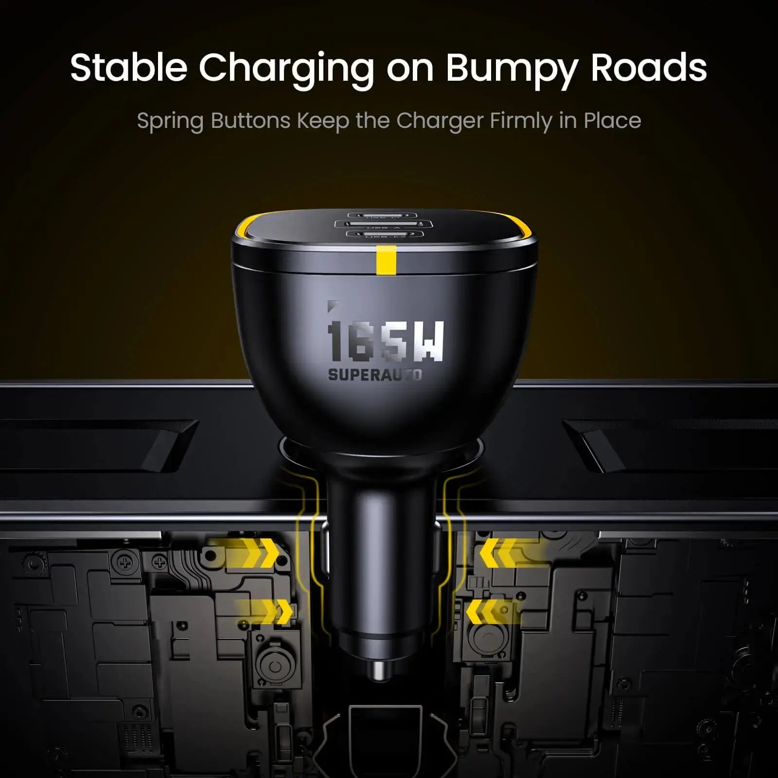 AOHI SUPERAUTO PD 165W Fast Car Charger with 140W USB C to USB C LED Cable 4FT AOHi