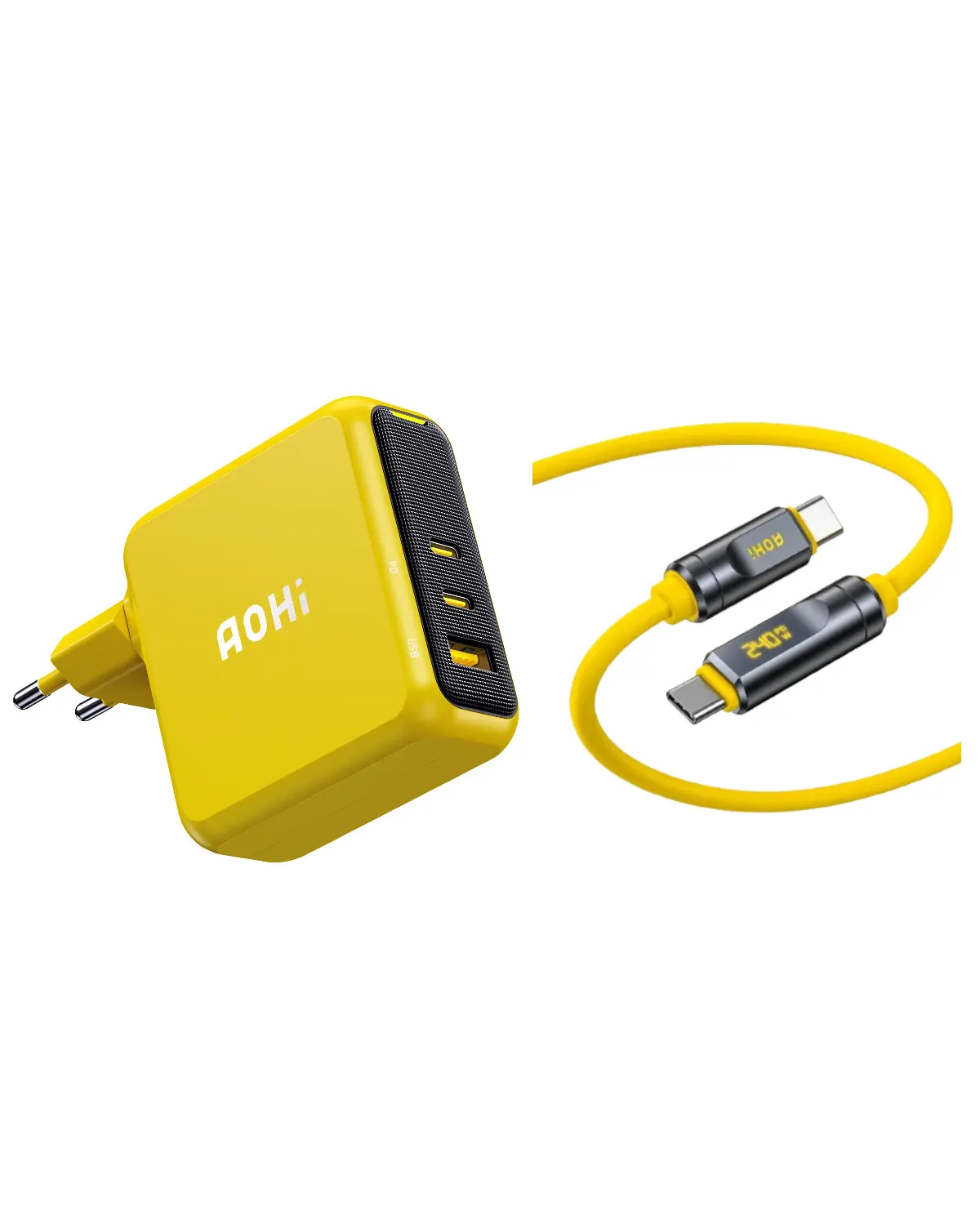 AOHI Magcube Pro 140W GaN+ (EU) Fast Chargerwith THE FUTURE Adonis USB4 2.0 USB-C to USB-C Cable AOHi