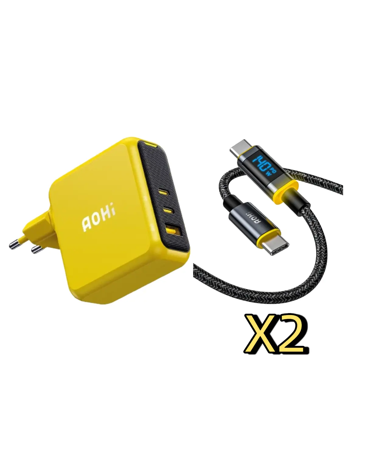 AOHI Magcube Pro 140W GaN+ 2 USBC and 1 USBA Fast Charger (EU) AOHi