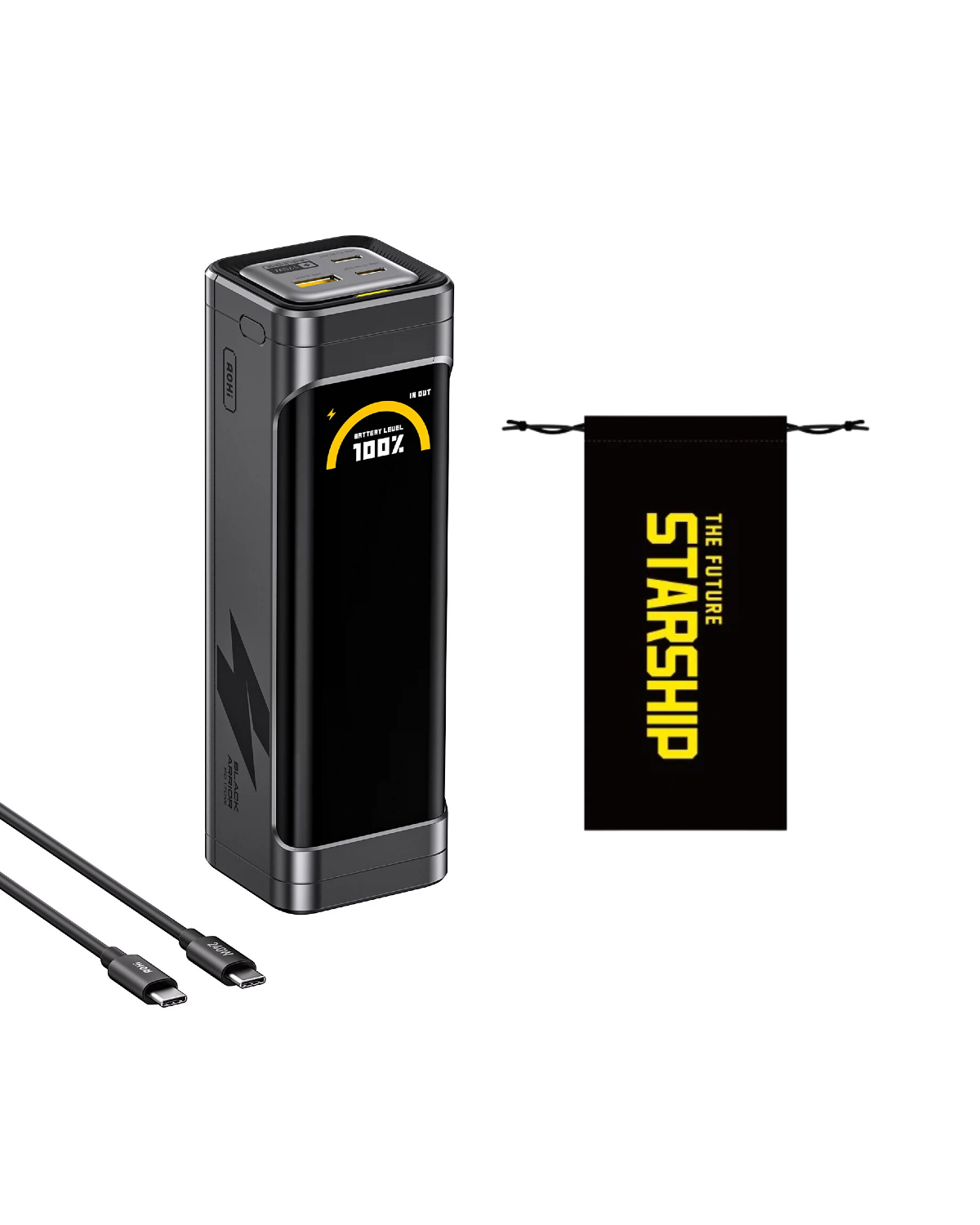 AOHI The BLACK WARRIOR 25,200mAh 170W PD3.0 LED Display Power Bank with 240W C-C Cable
