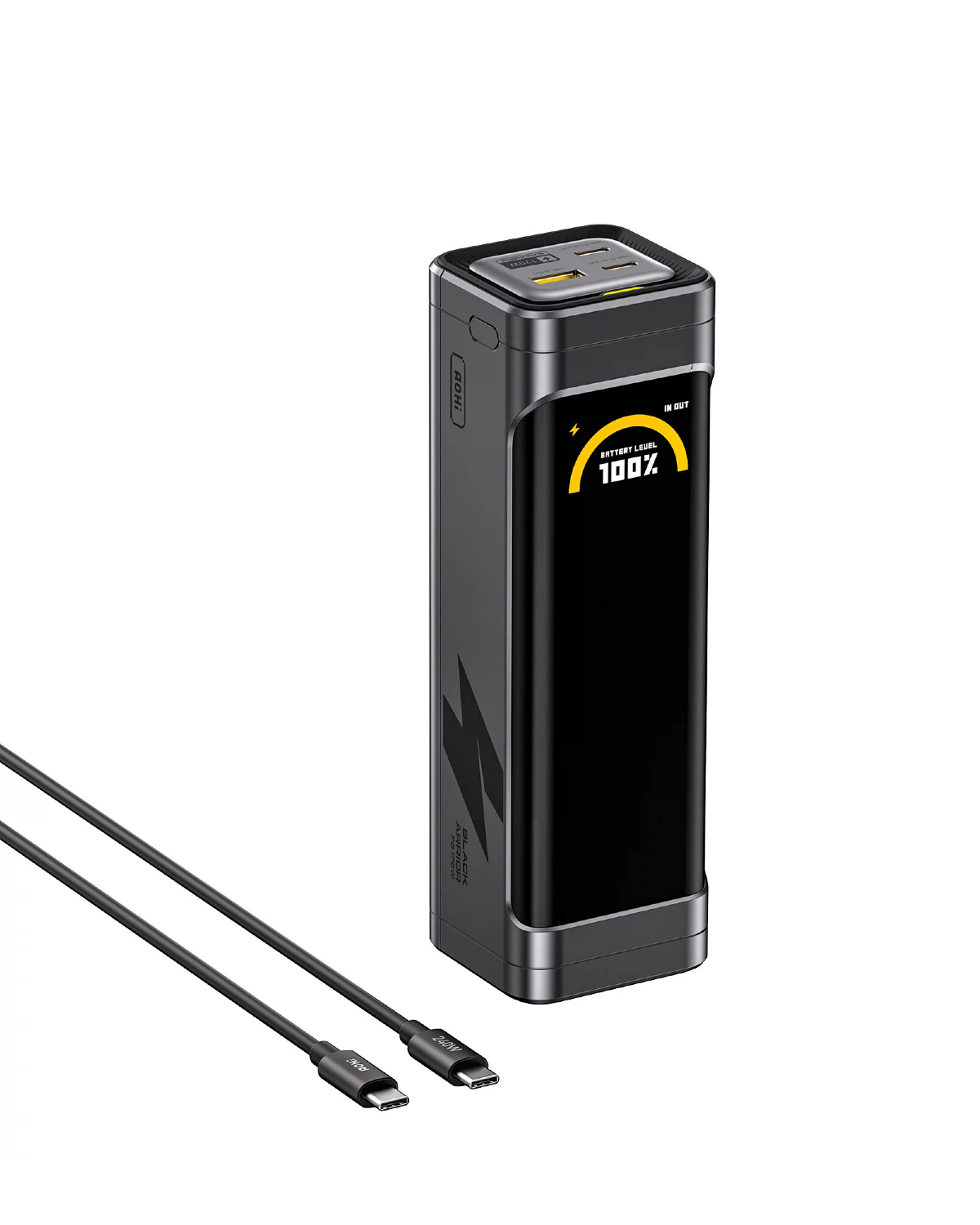 AOHI The BLACK WARRIOR 25,200mAh 170W PD3.0 LED Display Power Bank with 240W C-C Cable