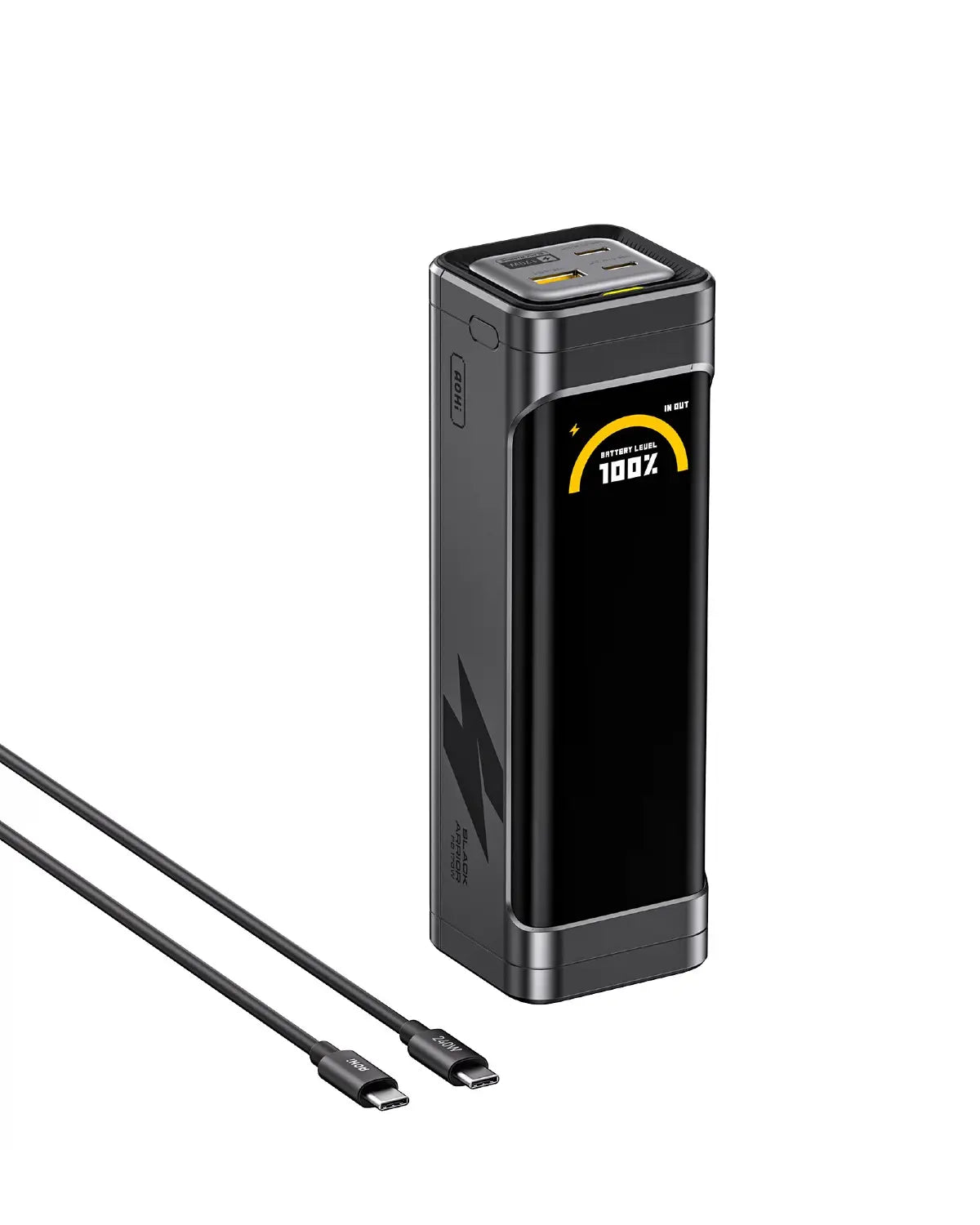 AOHI The BLACK WARRIOR 25,200mAh 170W PD3.0 LED Display Power Bank with 240W C-C Cable AOHI