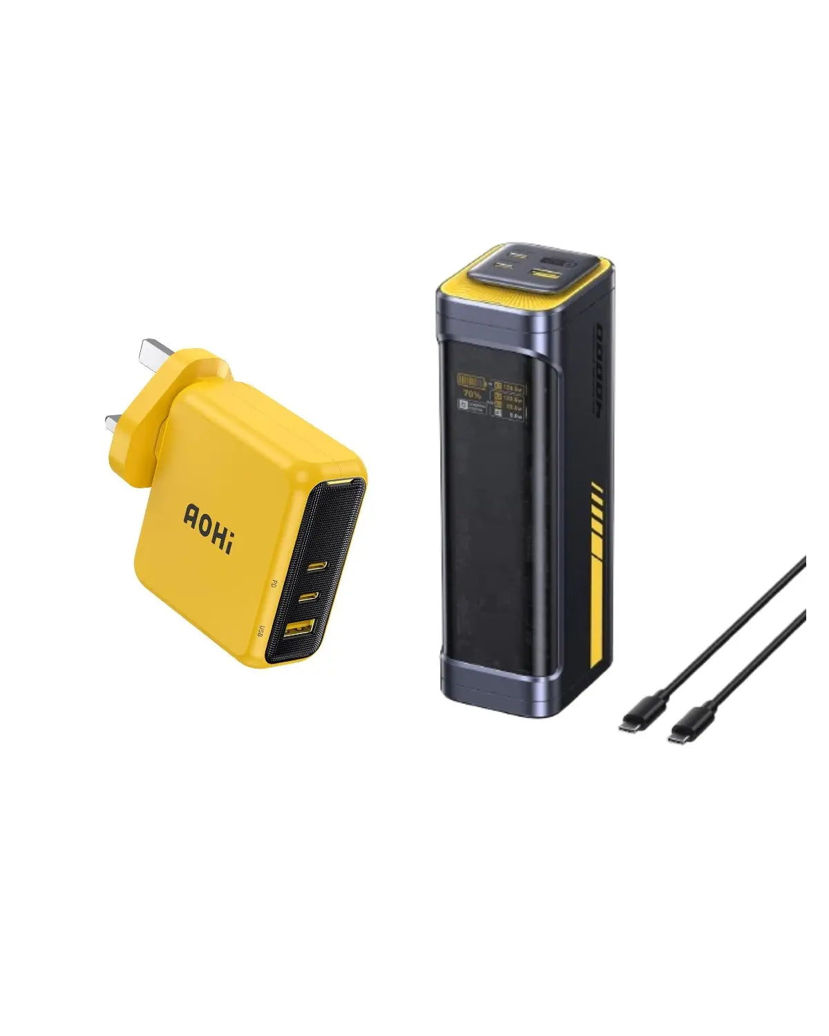 AOHI The Youth 140W PD3.1 GaN 3-Port Fast Charger with Starship 2-in-1 40000mAh 140W Power Bank AOHi