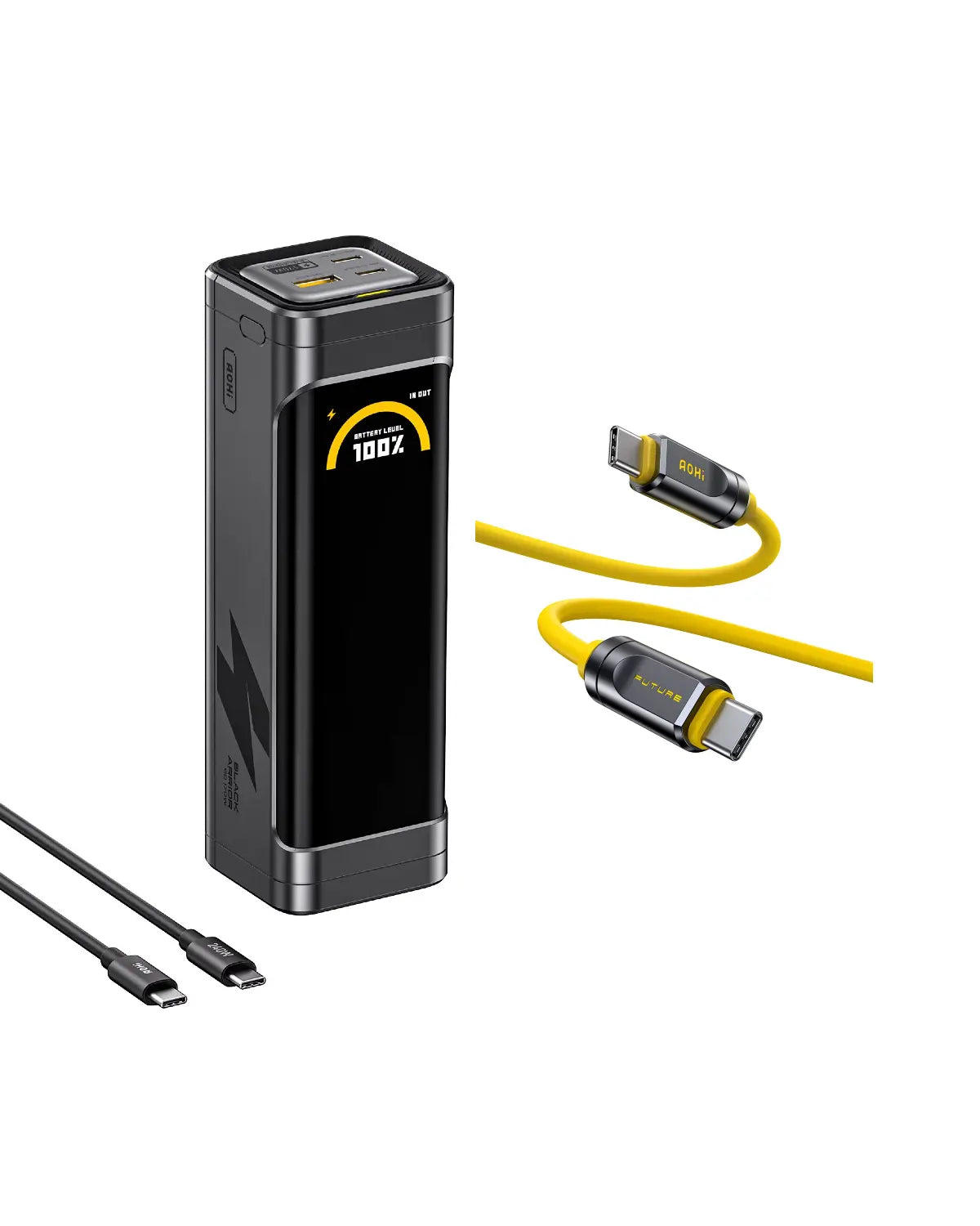 AOHI The BLACK WARRIOR 25,200mAh 170W PD3.0 LED Display Power Bank with 240W C-C Cable AOHI
