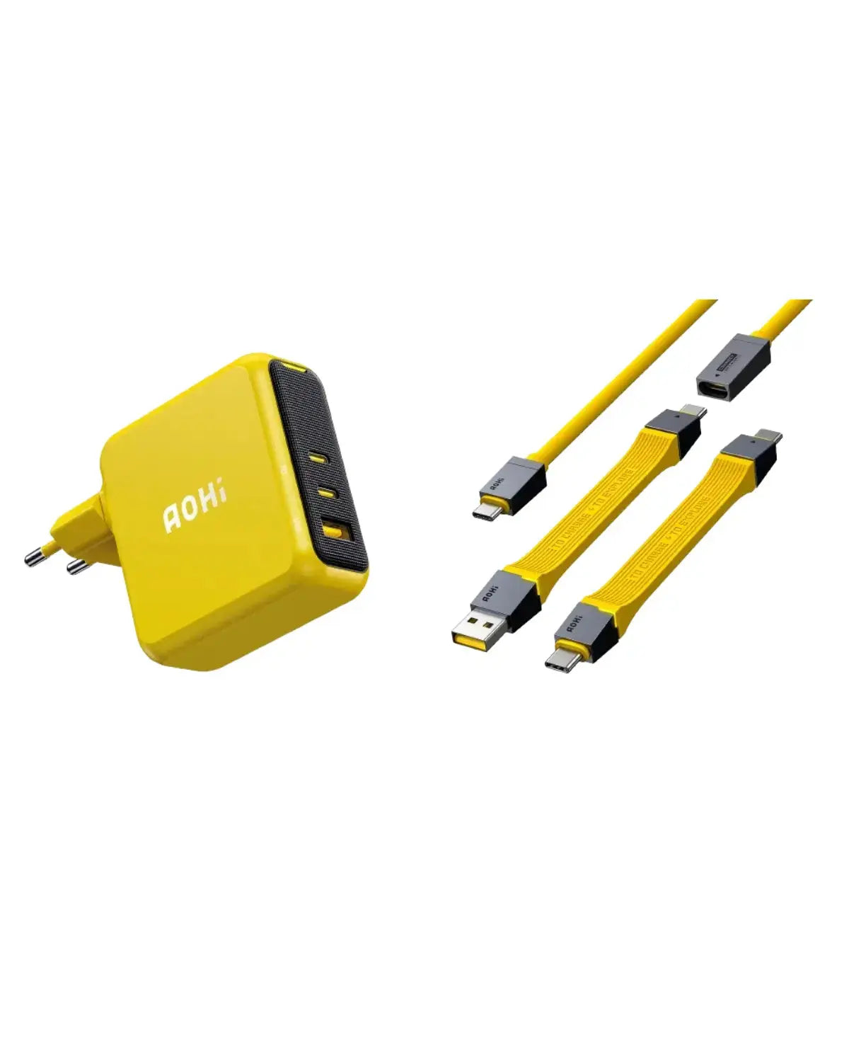 AOHI Magcube Pro 140W GaN+ Fast Charger (EU) with USB4 PD 3.1 Racing Cable Set (40Gbps/ 240W/ 8K) AOHi