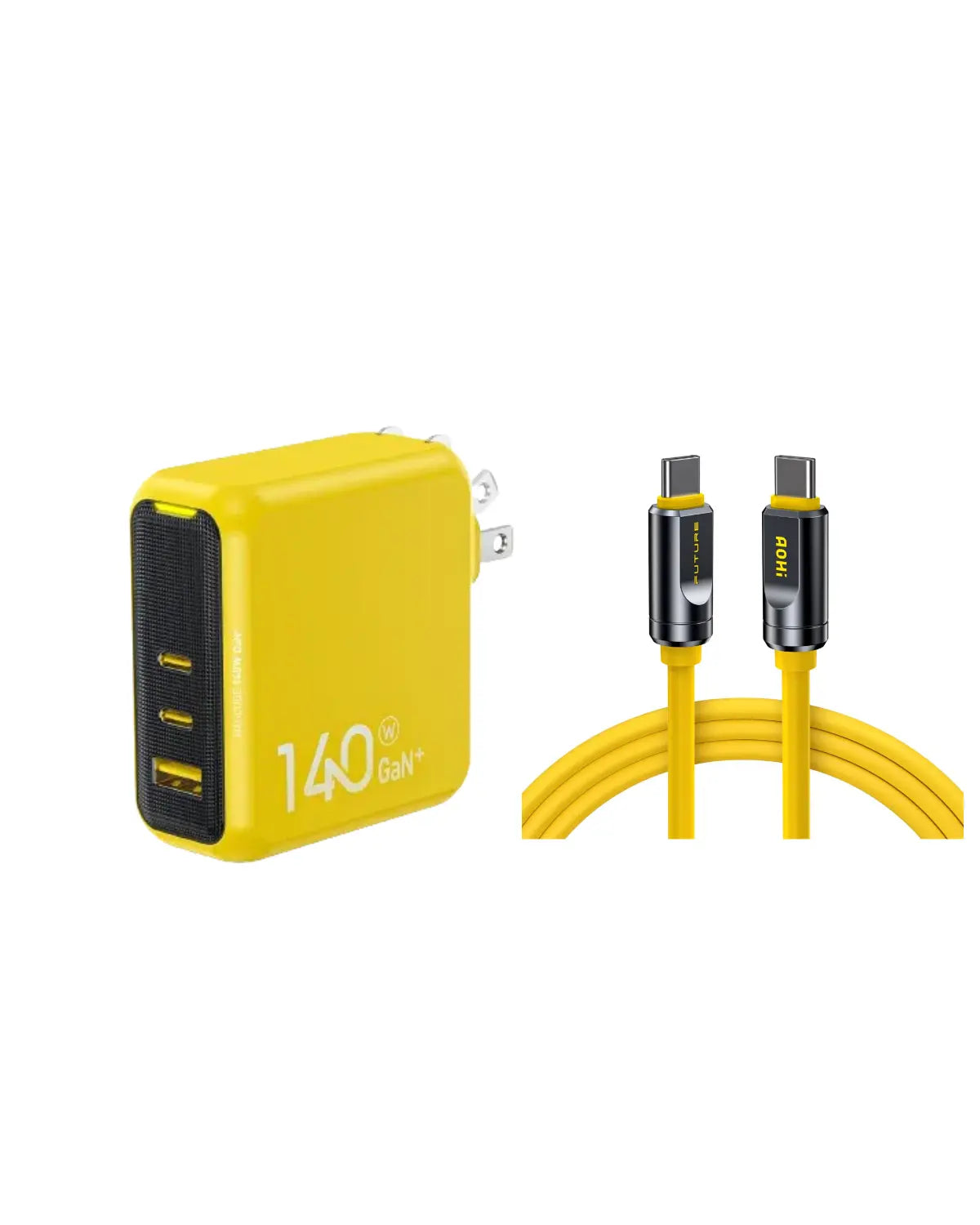 AOHI Magcube Pro 140W GaN+ Fast Charger with THE FUTURE Adonis USB4 2.0 USB-C to USB-C Cable AOHi