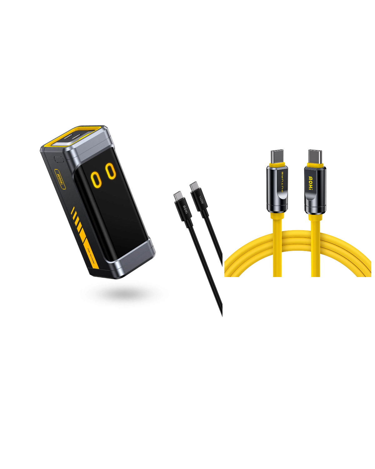 The FUTURE STARSHIP PRO PD 3.1 210W 10000mAh Power Bank with THE FUTURE Adonis USB4 2.0 USB-C to USB-C Cable