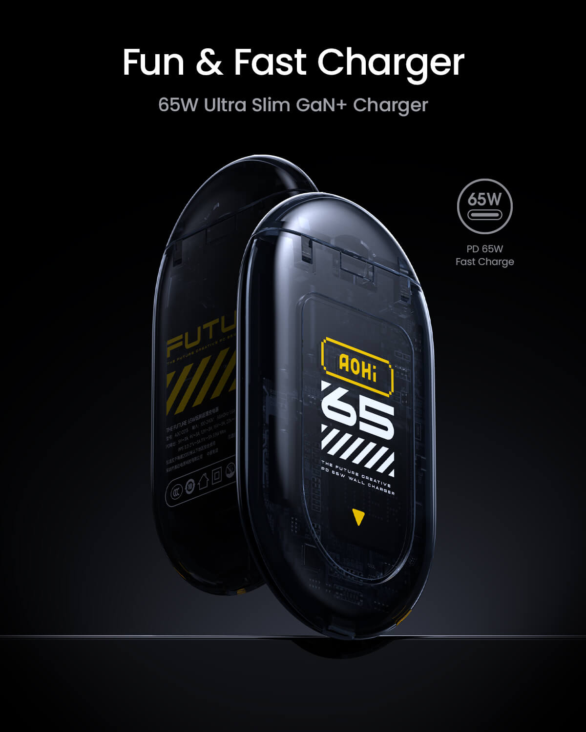 THE FUTURE CREATIVE ULTRA-THIN 65W GAN+ CHARGER - AOHi