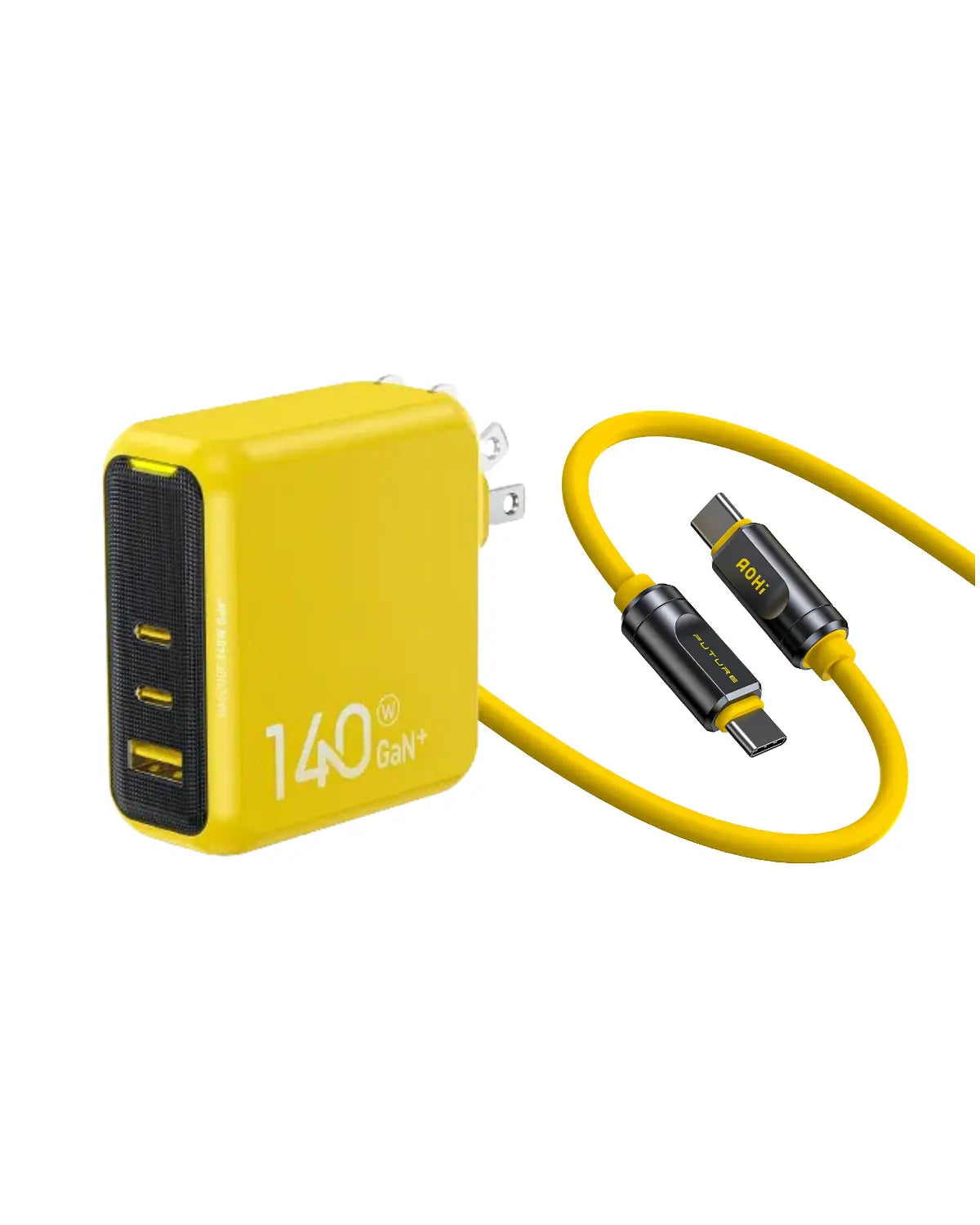 AOHI Magcube Pro 140W GaN+ Fast Charger with THE FUTURE Adonis USB4 2.0 USB-C to USB-C Cable AOHi