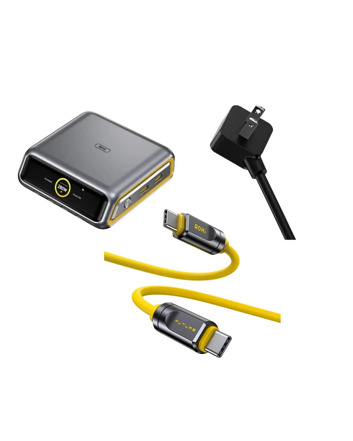 AOHI The Future AI PD3.2 280W 6-Port Desktop Charging Station with Adonis USB4 2.0 USB-C to USB-C Cable - AOHi