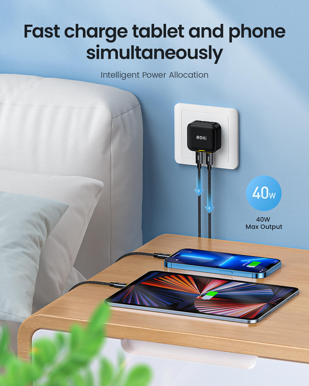 AOHI MAGCUBE 40W FOLDABLE DUAL-PORT PD CHARGER