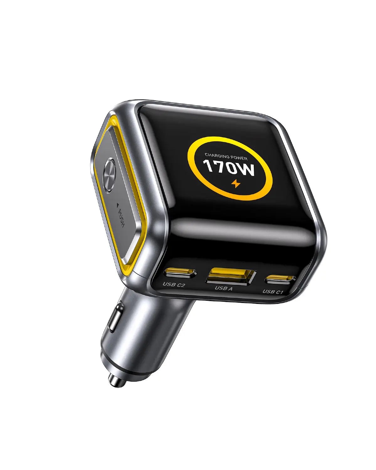 AOHI THE FUTURE AI PD GAN+ 170W 3-Port LED Display Fast Car Charger - AOHi