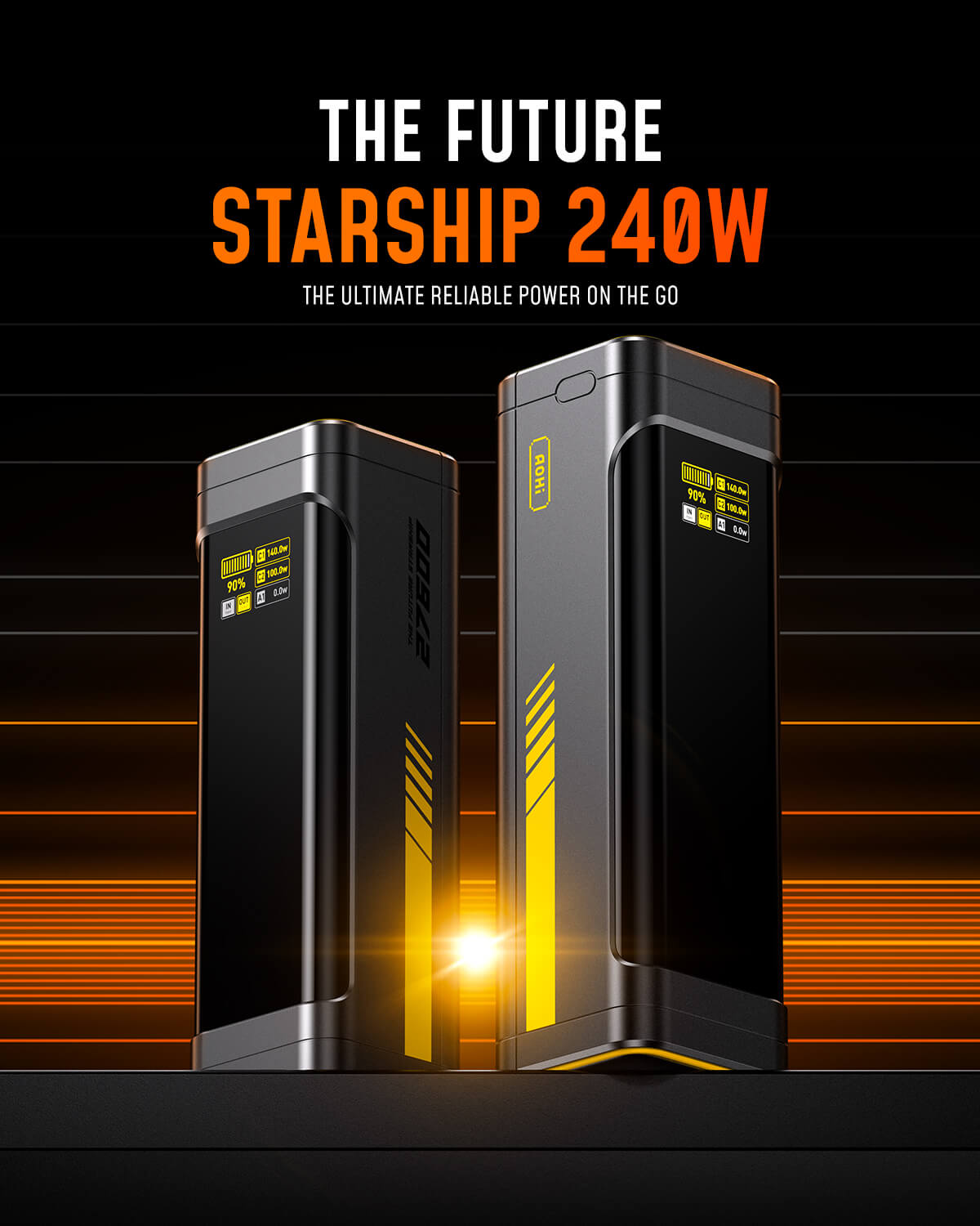 AOHI The Future Starship 240W 27,600mAh LED Display Power Bank with 140W GaN+ PRO Fast Charger