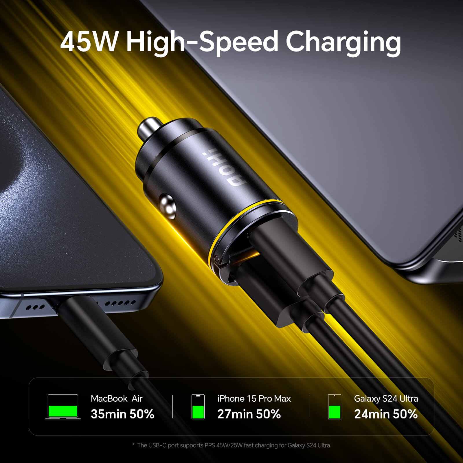 AOHI SUPERAUTO PD 45W Fast Car Charger (USB-C & USB-A)