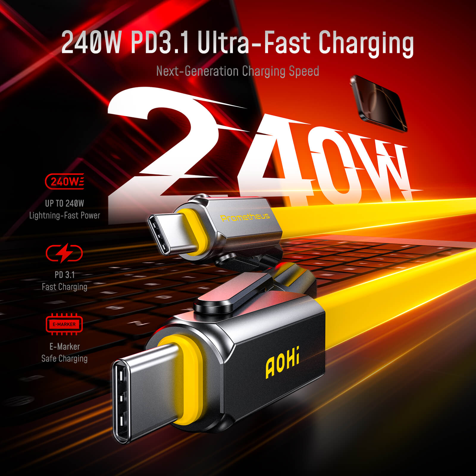 AOHI Prometheus 3-in-1 Titanium EDC Cable - AOHi