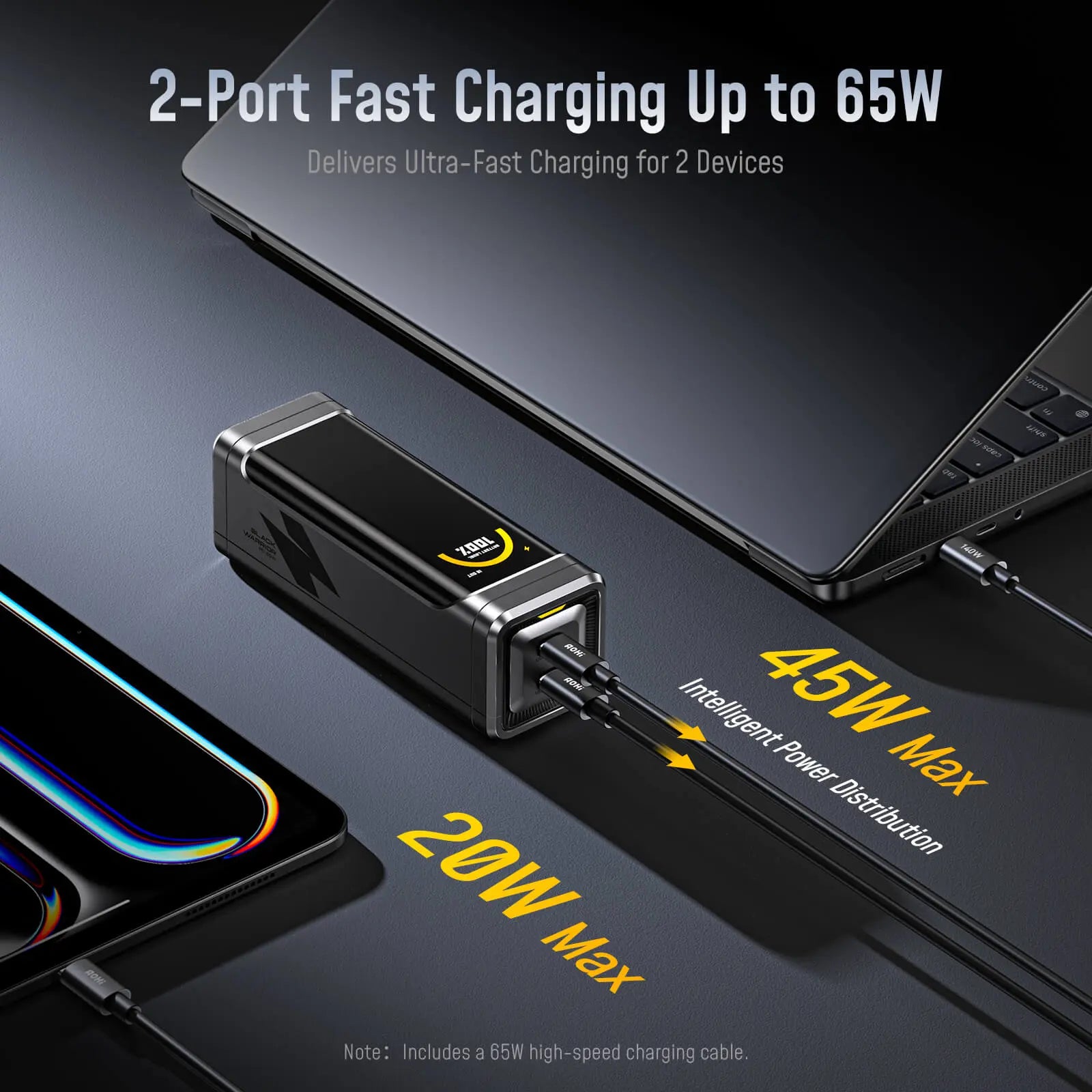 [NEW] AOHI The BLACK WARRIOR 10,000mAh 65W PD3.0 LED Display Power Bank with 240W C-C Cable - AOHi