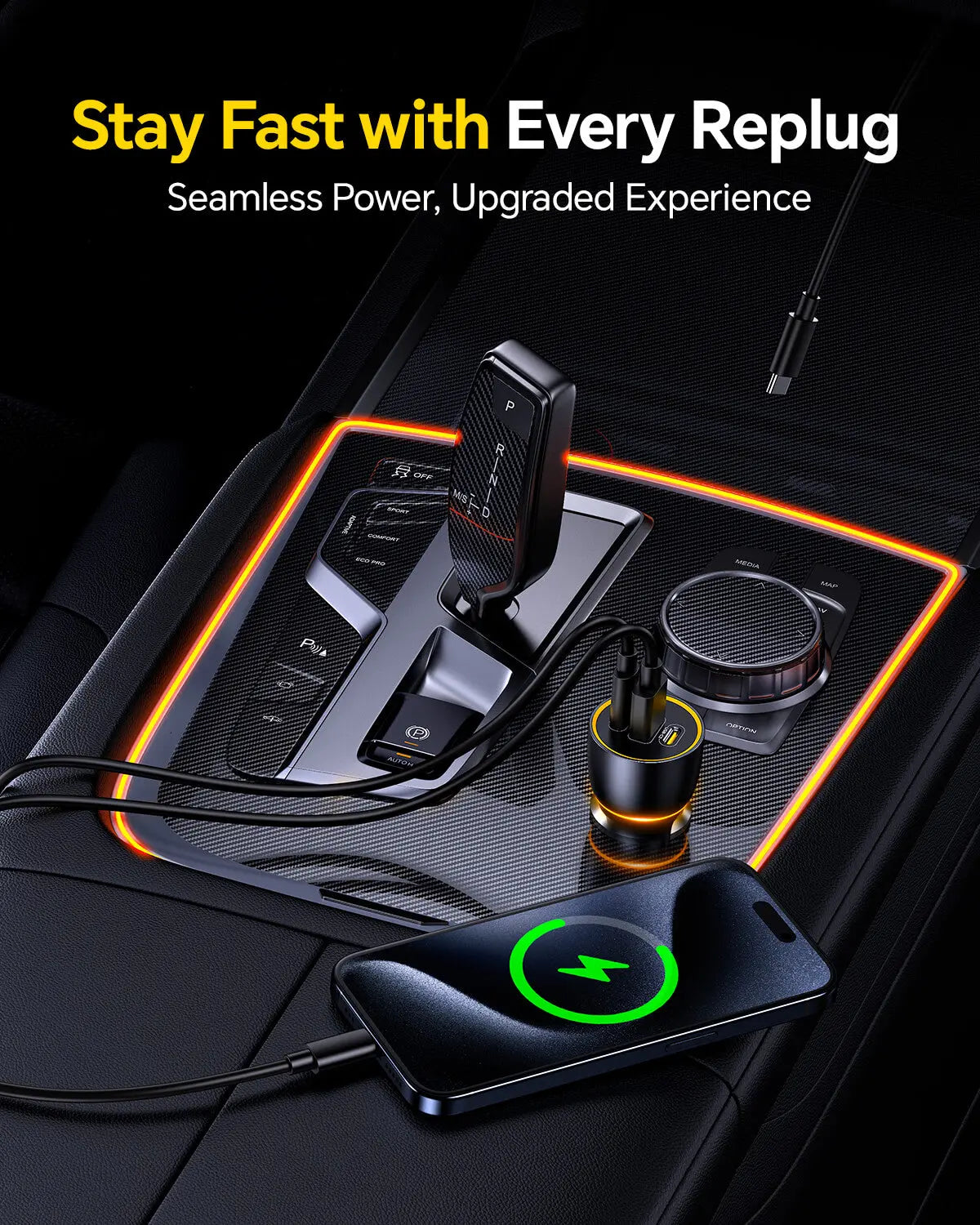 AOHI SUPERAUTO PD GAN 170W Fast Car Charger (2USB-C & 1USB-A) AOHi