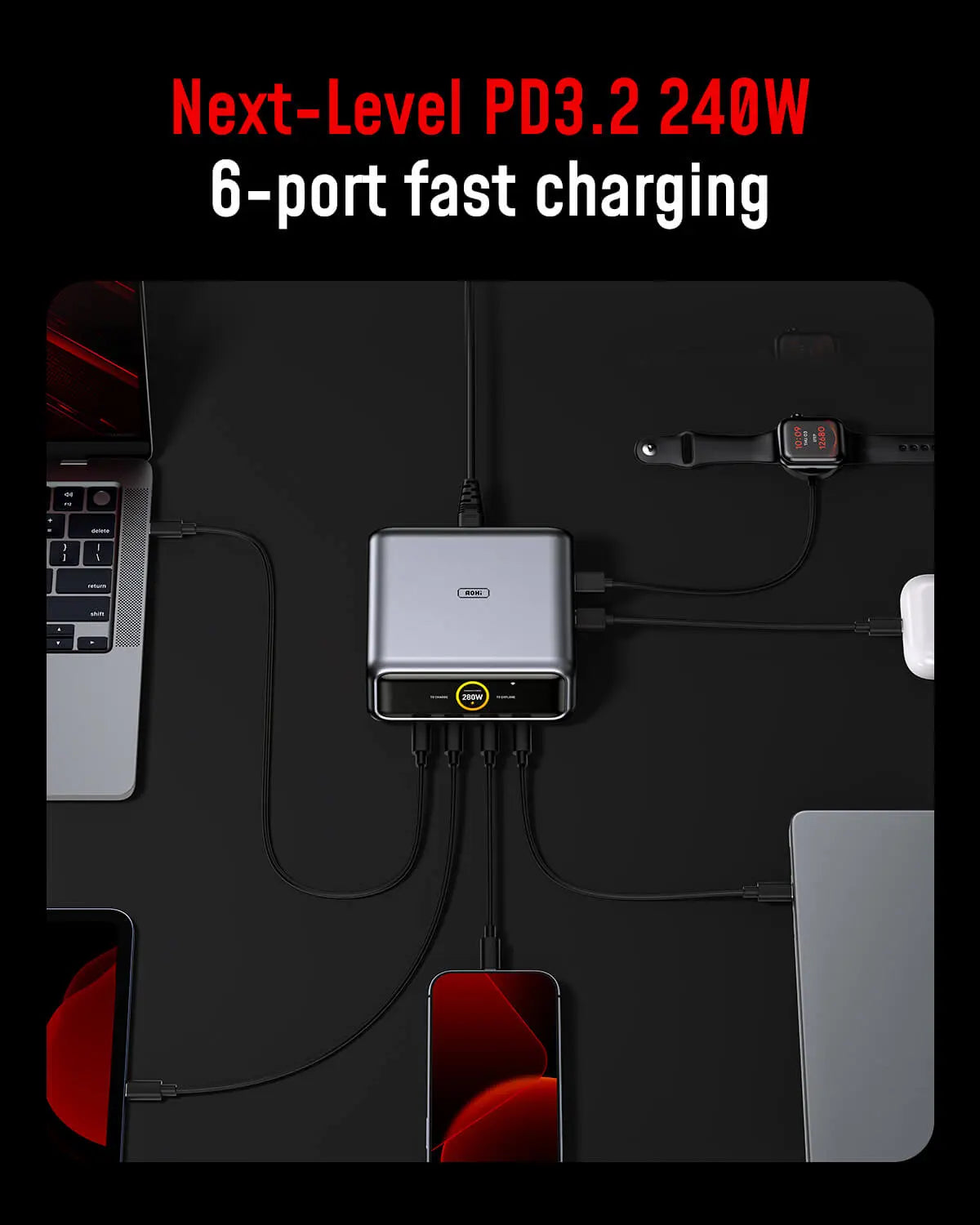 AOHI The Future AI PD3.2 280W 6-Port Desktop Charging Station (US/EU/UK/AU) - AOHi