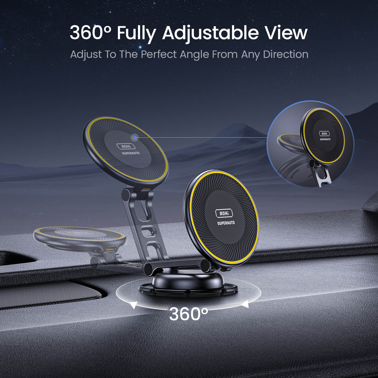 AOHI SUPERAUTO Foldable 360° Magnetic Wireless Car Charger