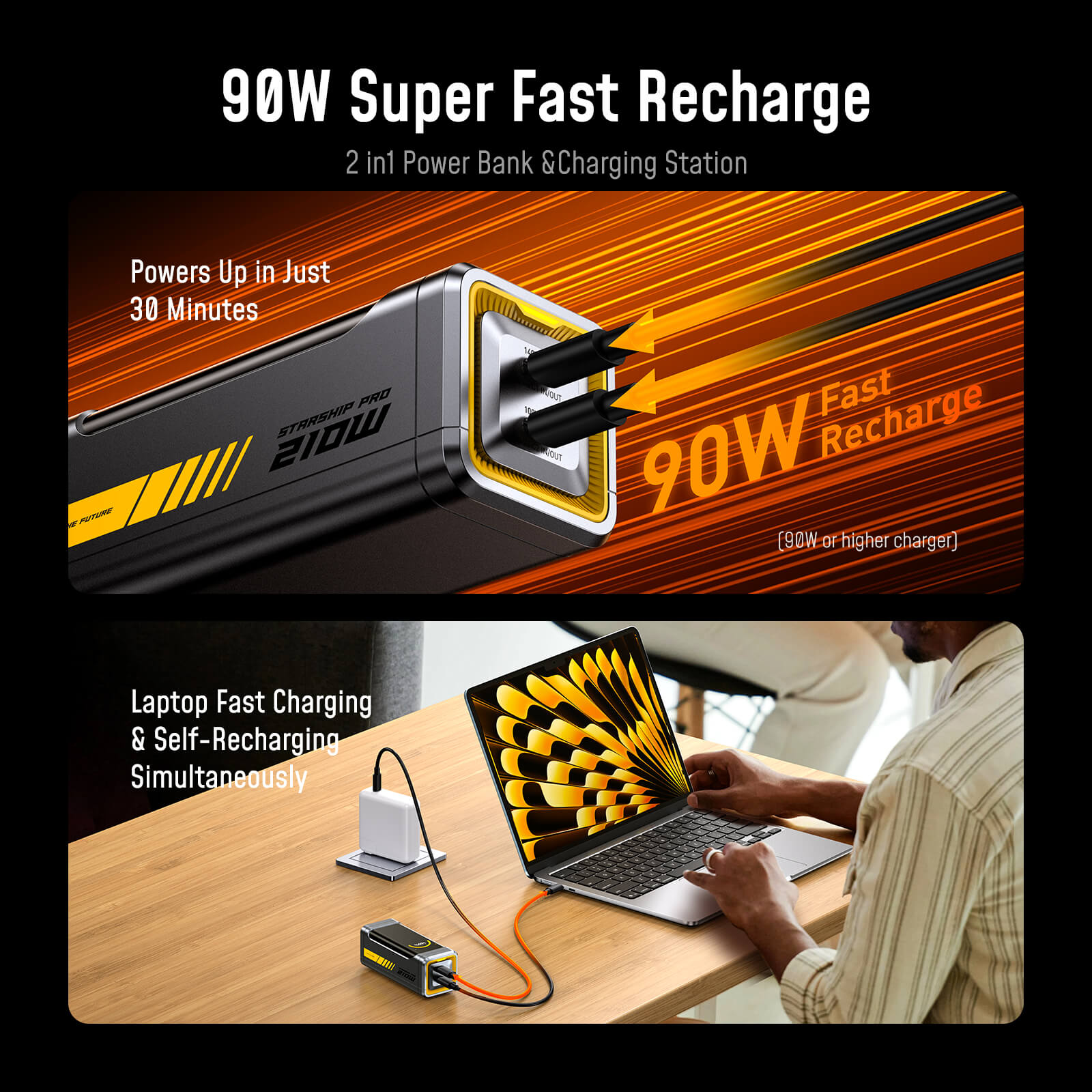 The FUTURE STARSHIP PRO PD 3.1 210W 10000mAh Power Bank with 140W USB-C to USB-C Cable AODA INTERNATIONAL LIMITED
