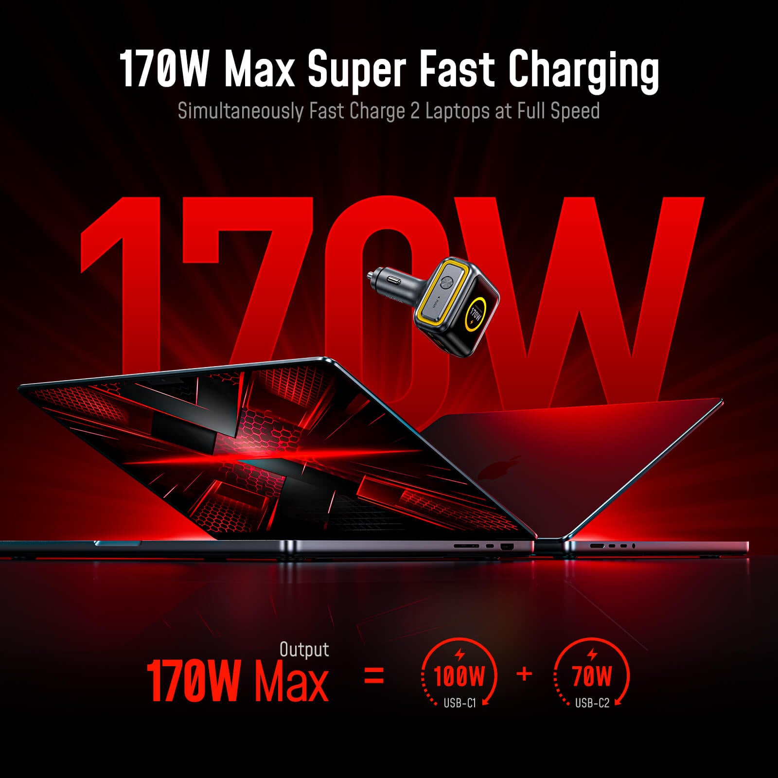 [NEW] AOHI THE FUTURE AI PD GAN+ 170W 3-Port LED Display Fast Car Charger