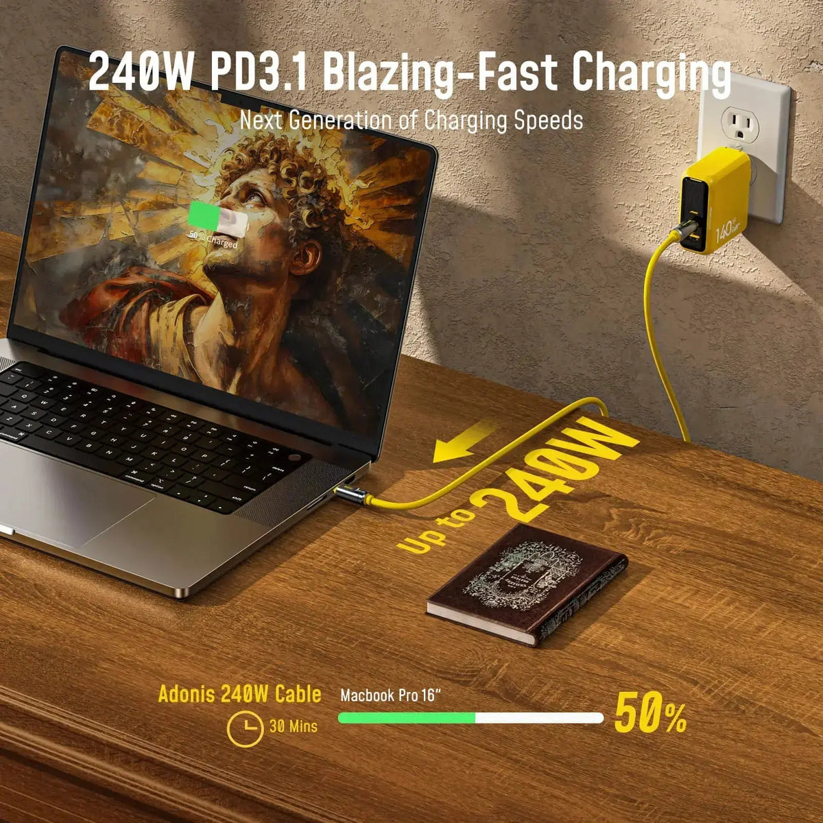 AOHI THE FUTURE Adonis USB4 2.0 240W USB-C to USB-C Cable 3.3FT