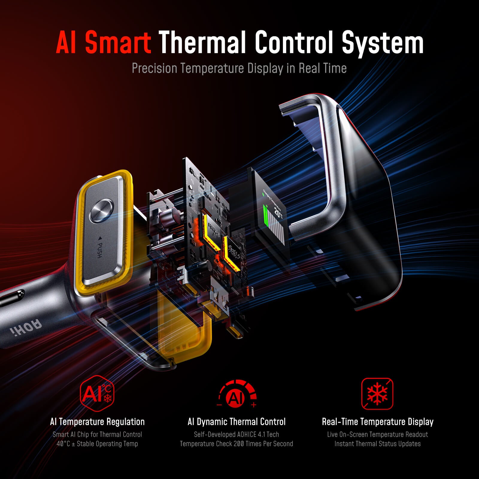 AOHI SUPERAUTO PD 165W Schnellladegerät fürs Auto (2USB-C & 1USB-A)