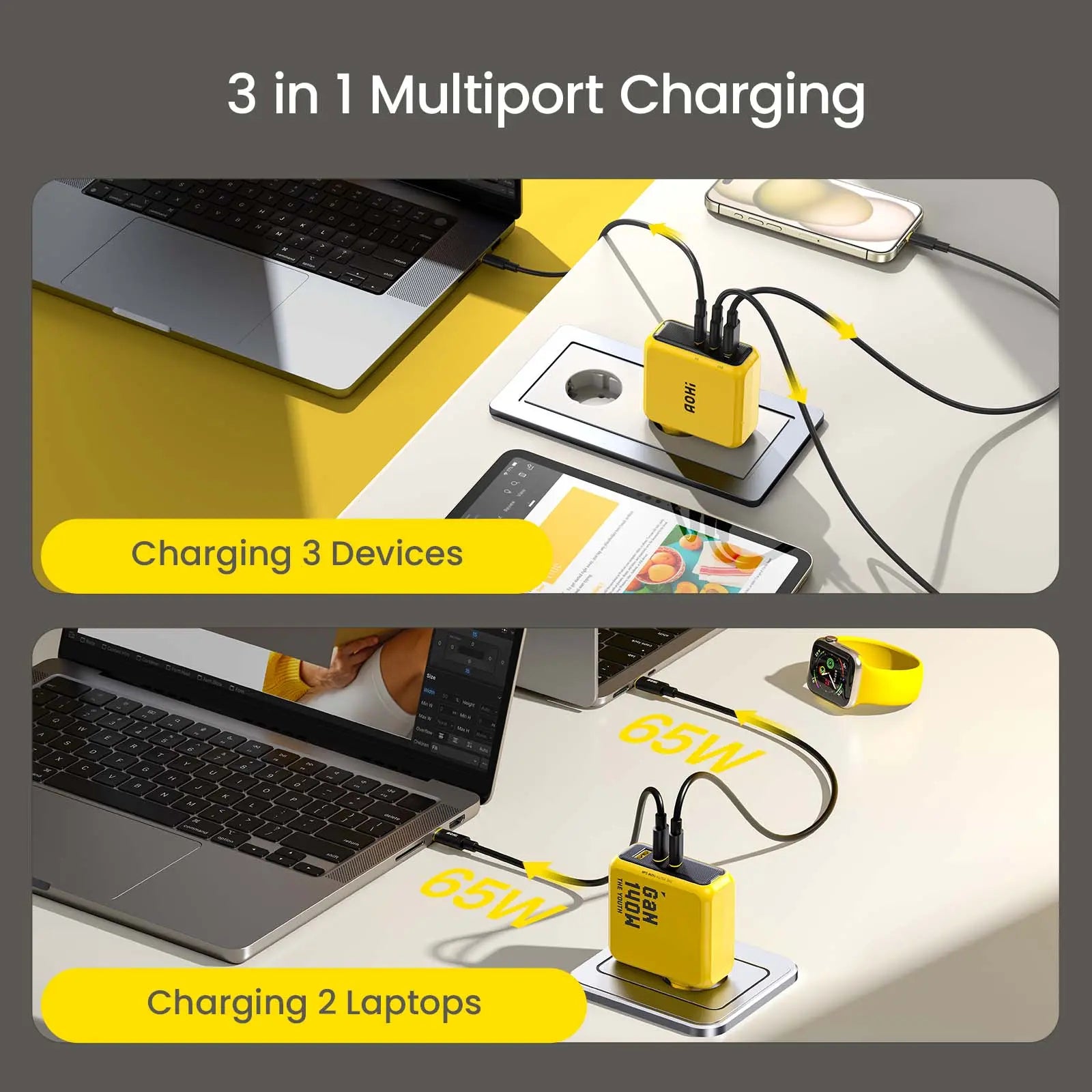 AOHI The Youth 140W PD3.1 GaN 3-Port Fast Charger (EU) AOHi