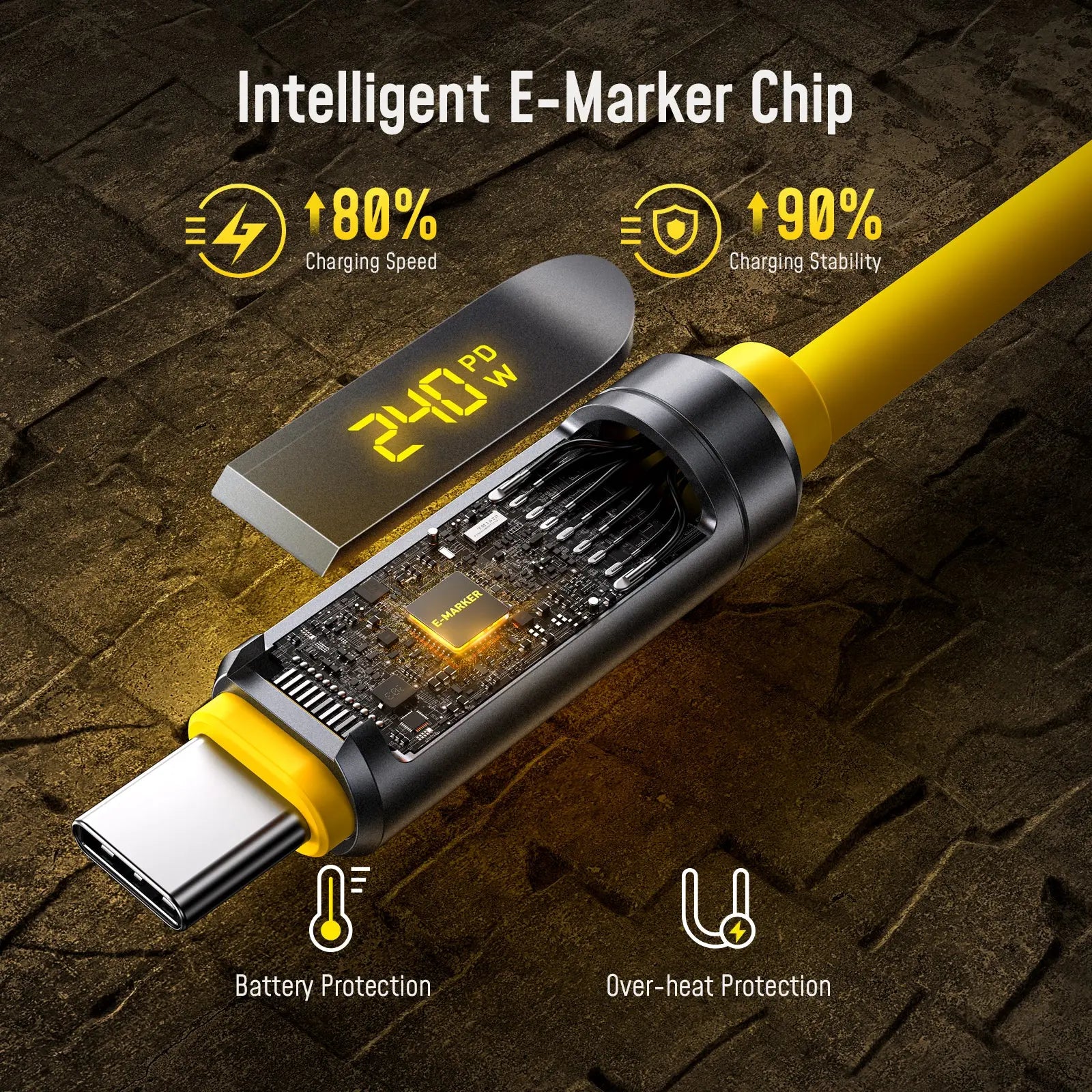 [Limited Time]AOHi Adonis USB4 2.0 LED Display Cable (120Gbps,240W, 3.3 ft/6.6 ft) AOHi