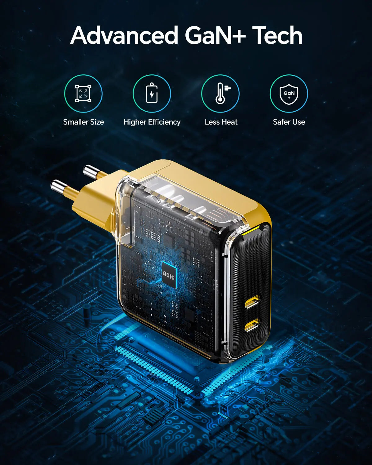 AOHI Magcube 100W GAN+ 2-Port Mini Fast Charger (EU) - AOHi