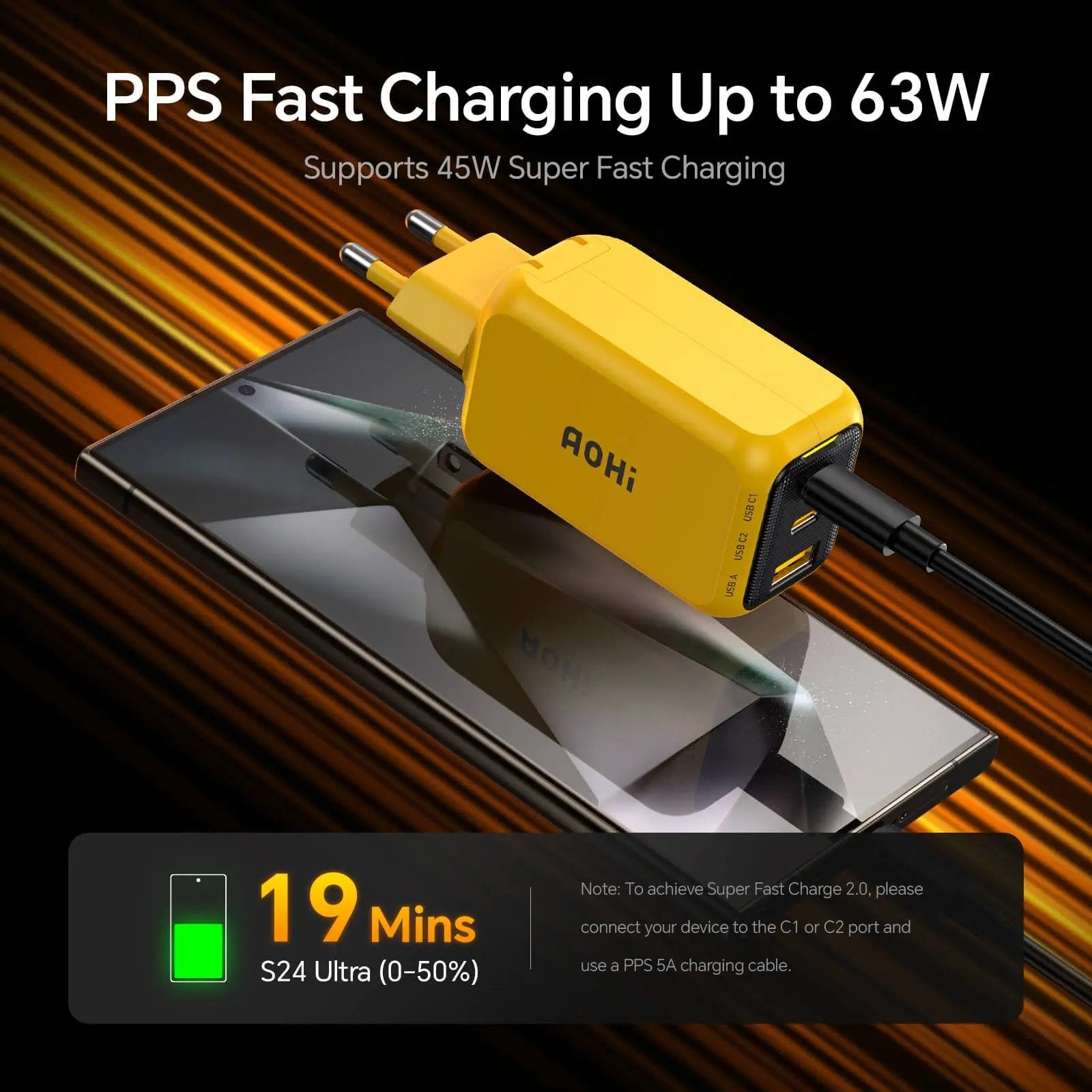 AOHI THE YOUTH PD/ PPS 65W GAN 3-Port Foldable Charger (EU) AODA INTERNATIONAL LIMITED