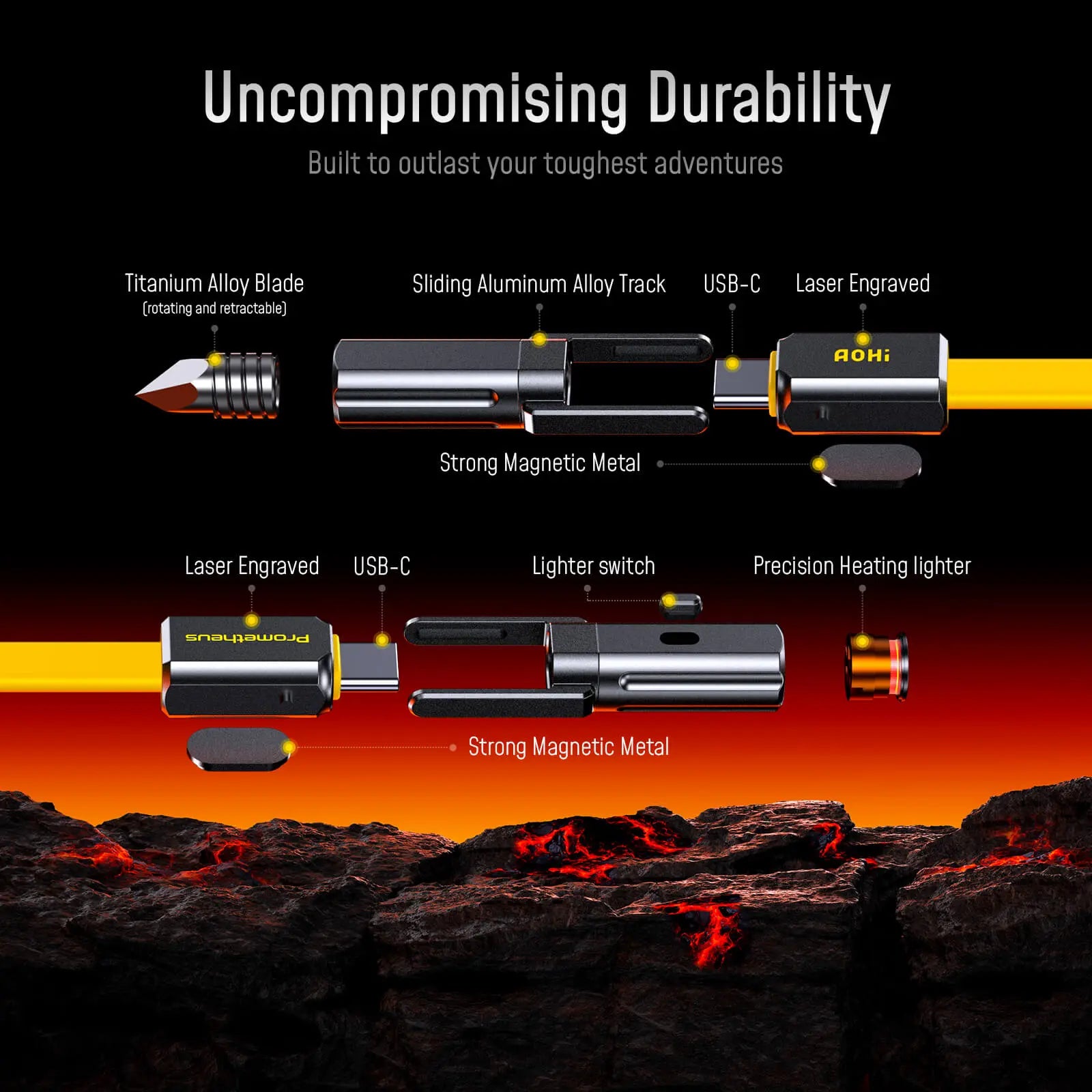 AOHI Prometheus 3-in-1 Titanium EDC Cable - AOHi