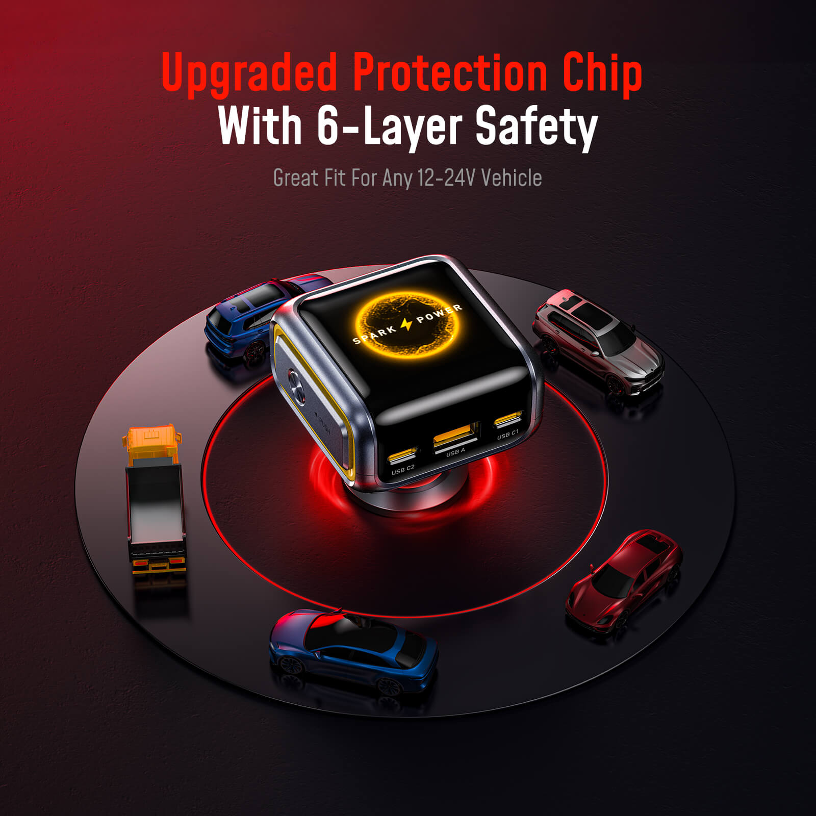 AOHI SUPERAUTO PD 165W Schnellladegerät fürs Auto (2USB-C & 1USB-A)