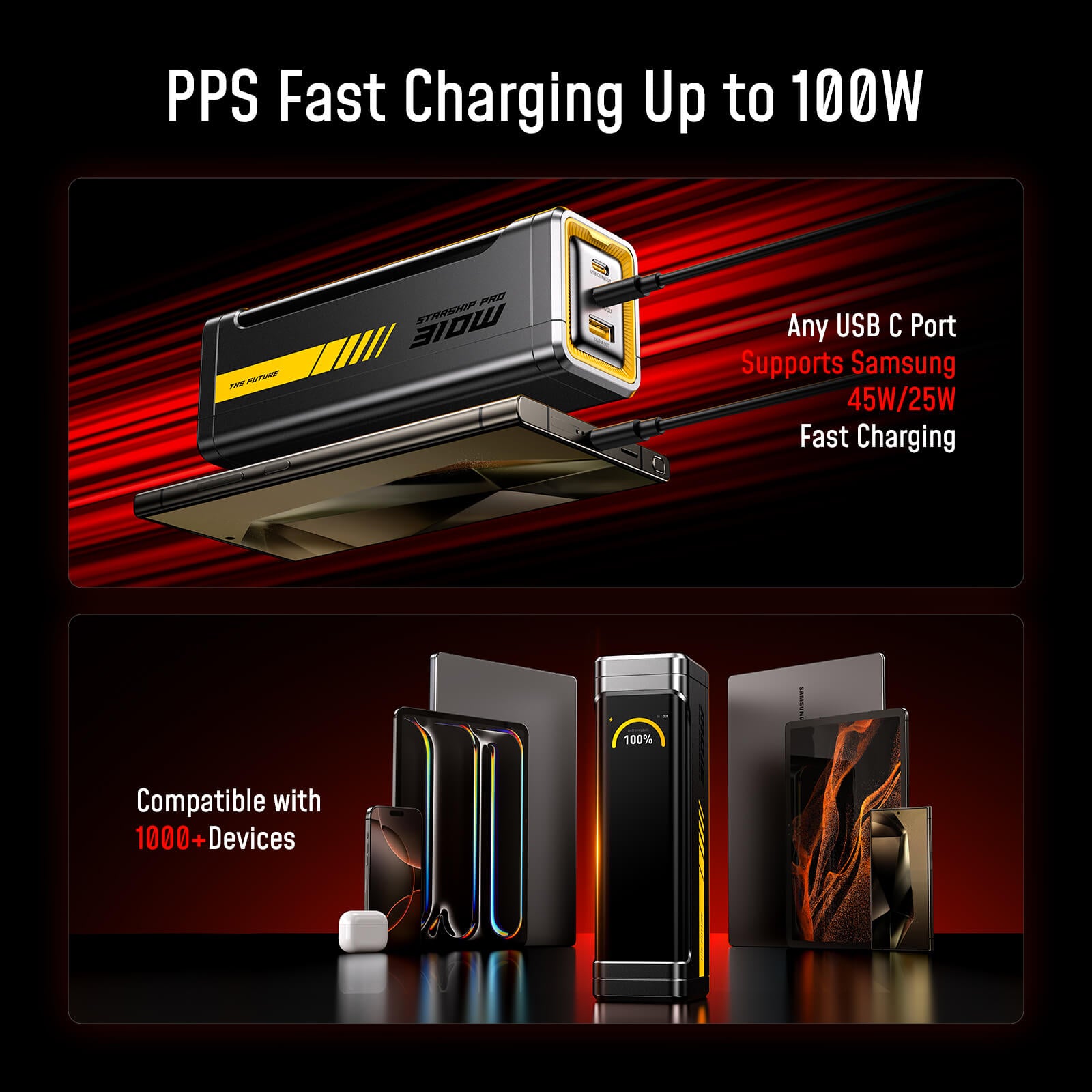 [NEW] AOHI The Future Starship Pro PD3.1 310W 20,000mAh LED Display Power Bank with 140W C-C Cable