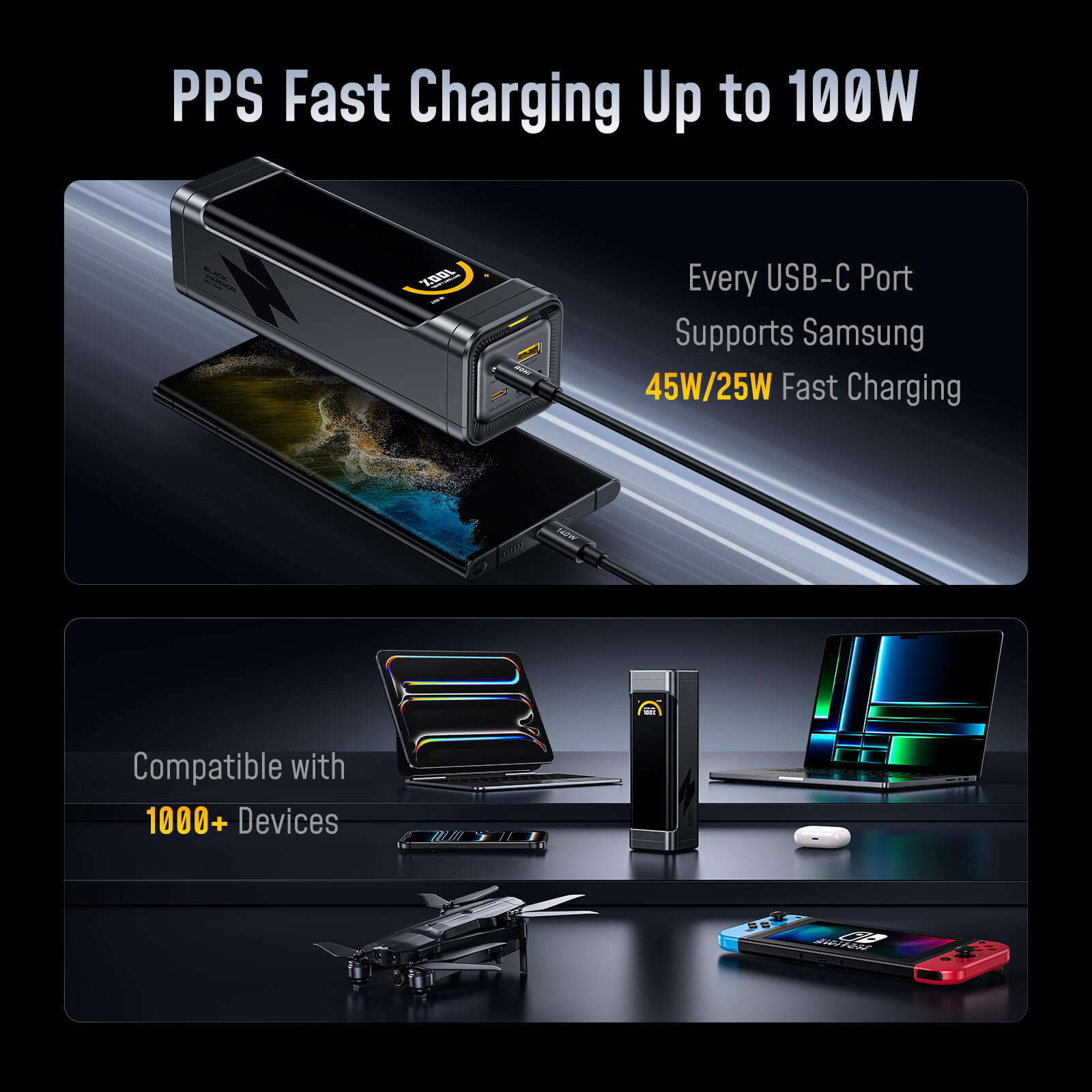 [NEW] AOHI The BLACK WARRIOR 25,200mAh 170W PD3.0 LED Display Power Bank with 240W C-C Cable