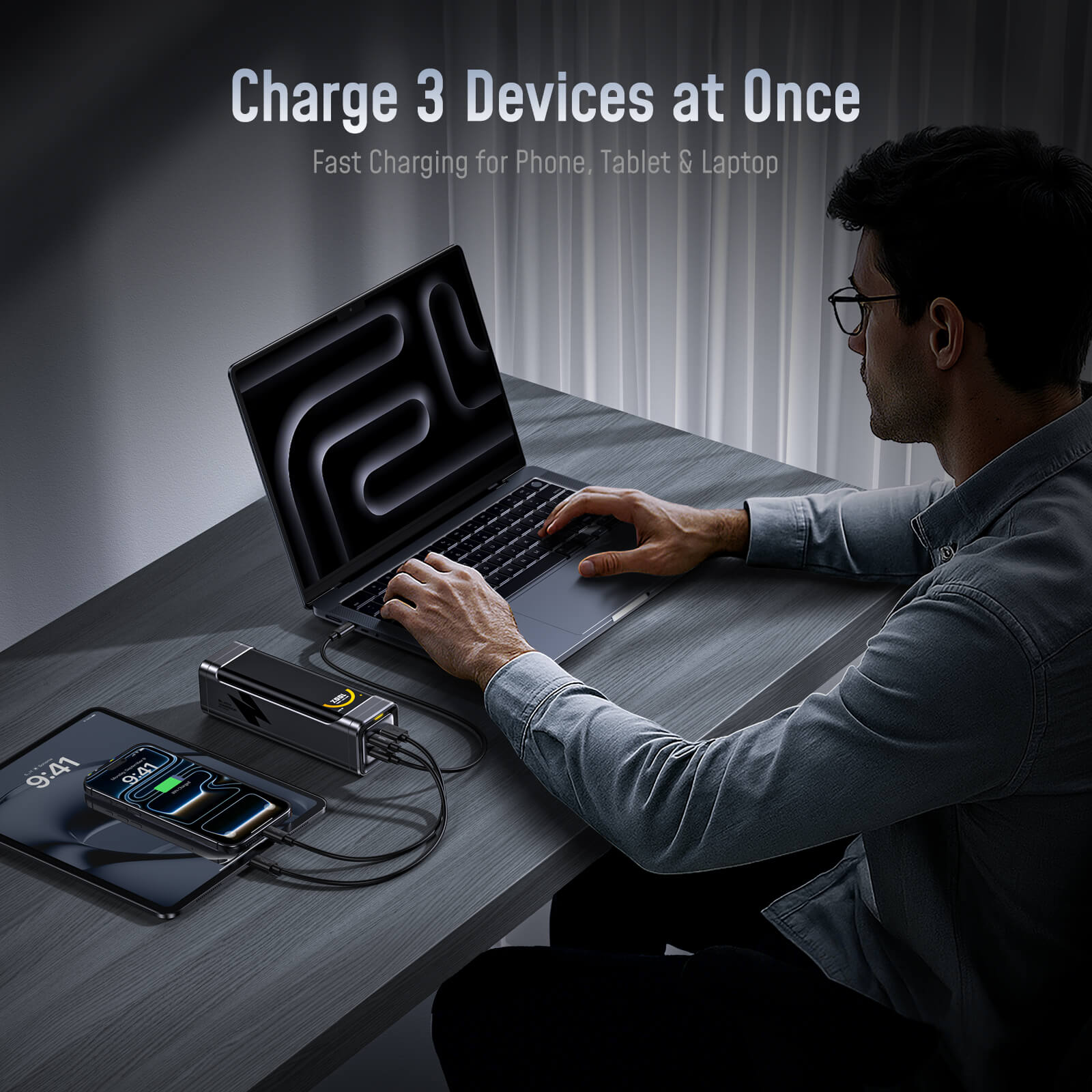 [NEW] AOHI The BLACK WARRIOR 25,200mAh 170W PD3.0 LED Display Power Bank with 240W C-C Cable