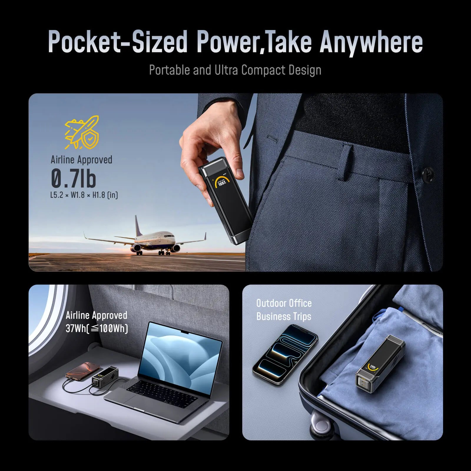 [NEW] AOHI The BLACK WARRIOR 10,000mAh 65W PD3.0 LED Display Power Bank with 240W C-C Cable - AOHi