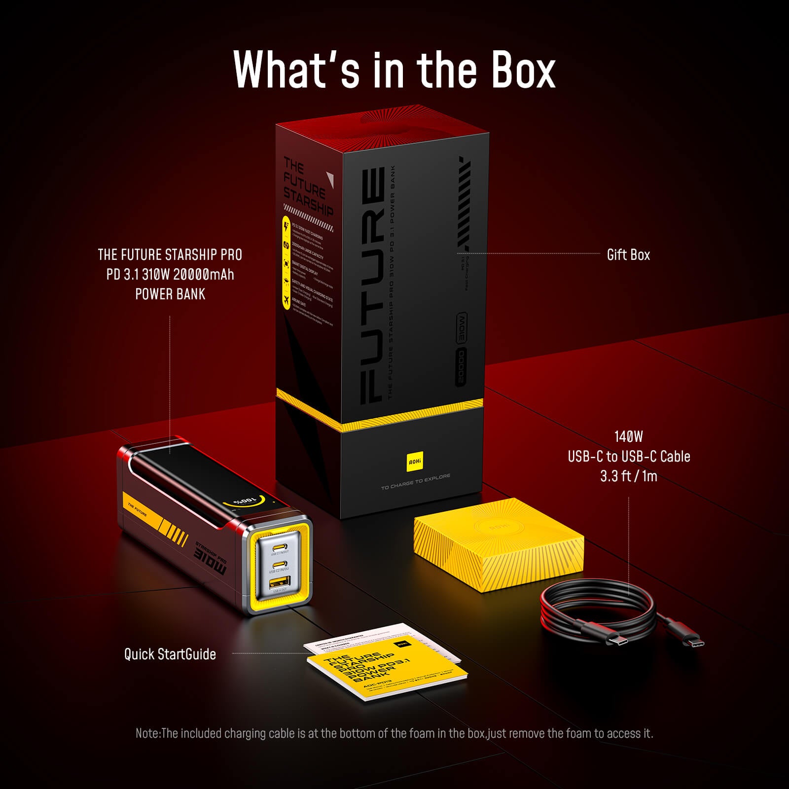 [NEW] AOHI The Future Starship Pro PD3.1 310W 20,000mAh LED Display Power Bank with 140W C-C Cable