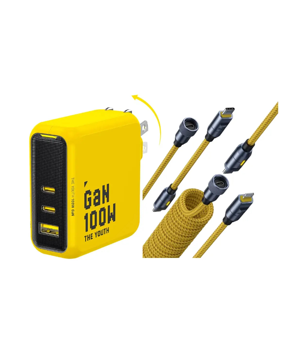 AOHI The Youth 140W PD3.1 GaN 3-Port Fast Charger (EU) with 240W Future Power Cable Set AOHi