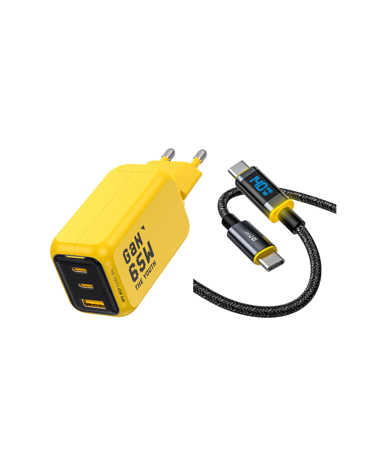 AOHI THE YOUTH PD/ PPS 65W GAN 3-Port Foldable Charger (EU) - AOHi