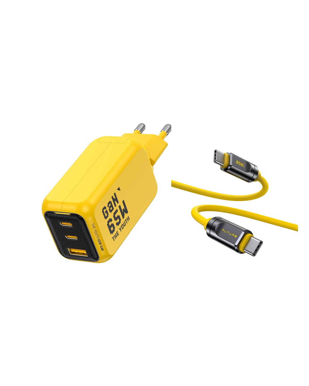 AOHI THE YOUTH PD/ PPS 65W GAN 3-Port Foldable Charger (EU) - AOHi